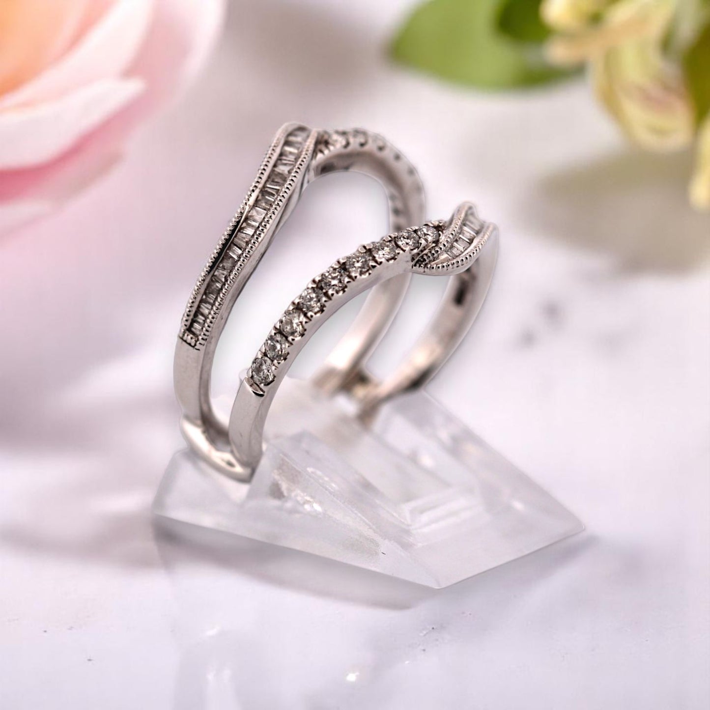 Azalea | 14K White Gold Diamond Ring, 0.40 CT, Size 7, Dainty Wedding Band, Minimalist Stacking Ring, Anniversary Gift for Her