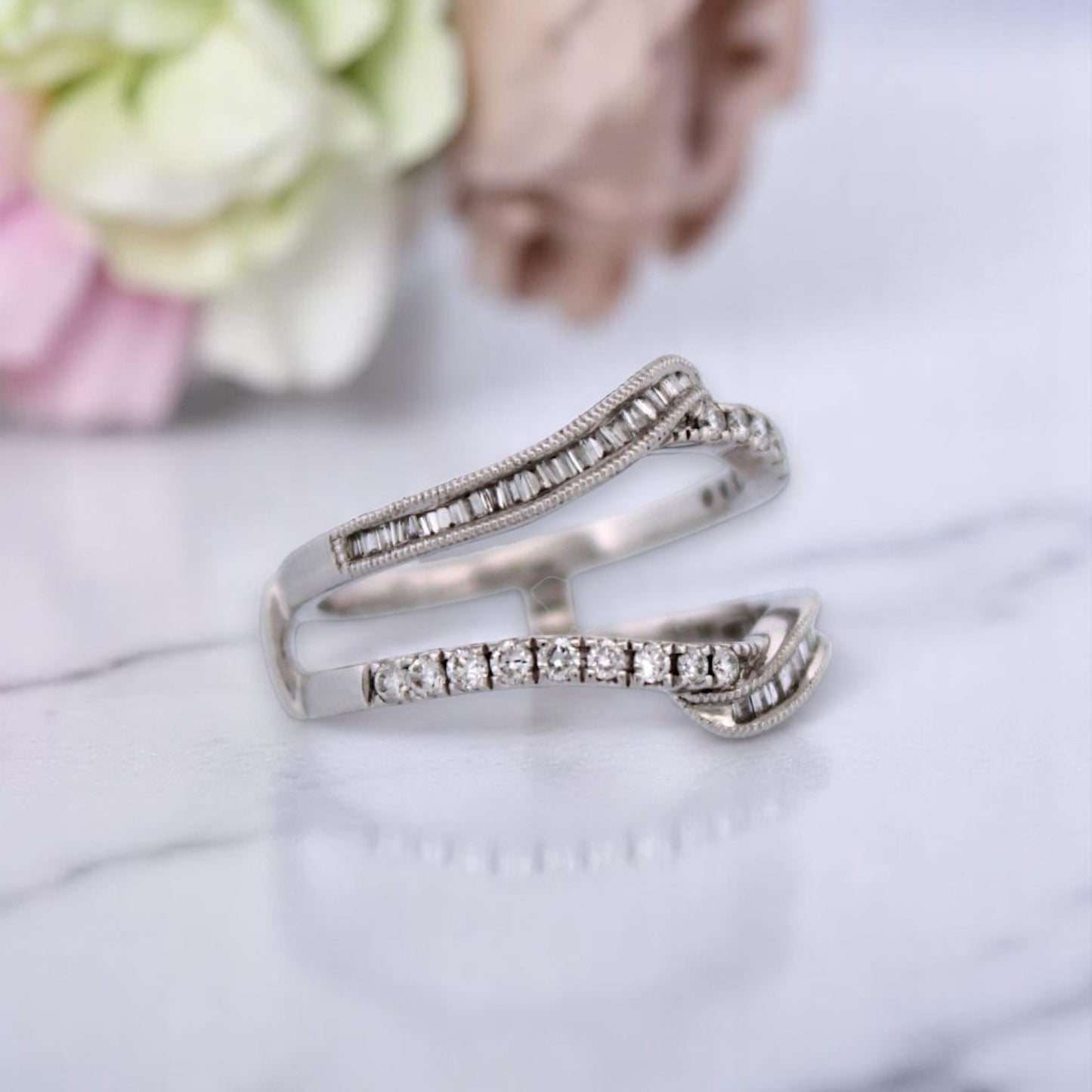 Azalea | 14K White Gold Diamond Ring, 0.40 CT, Size 7, Dainty Wedding Band, Minimalist Stacking Ring, Anniversary Gift for Her