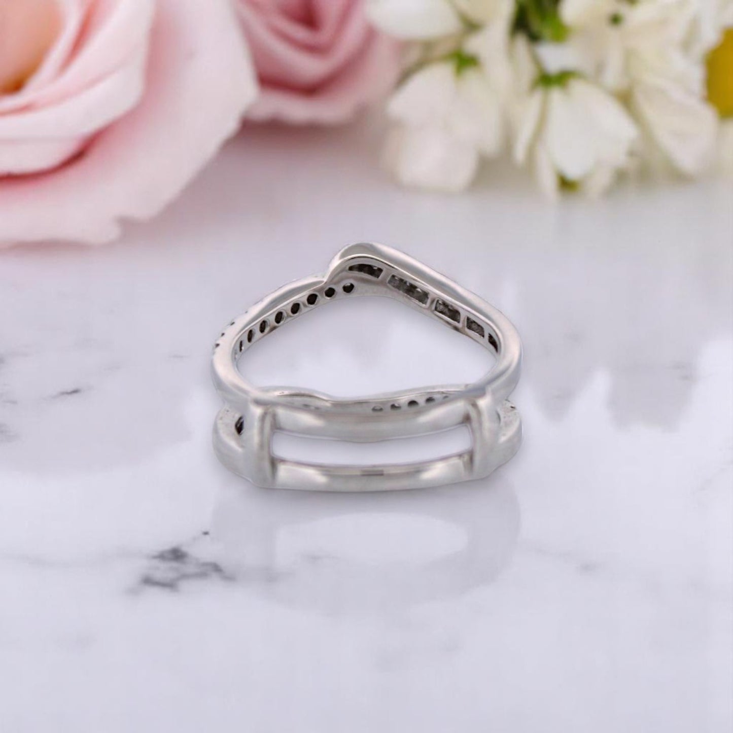 Azalea | 14K White Gold Diamond Ring, 0.40 CT, Size 7, Dainty Wedding Band, Minimalist Stacking Ring, Anniversary Gift for Her