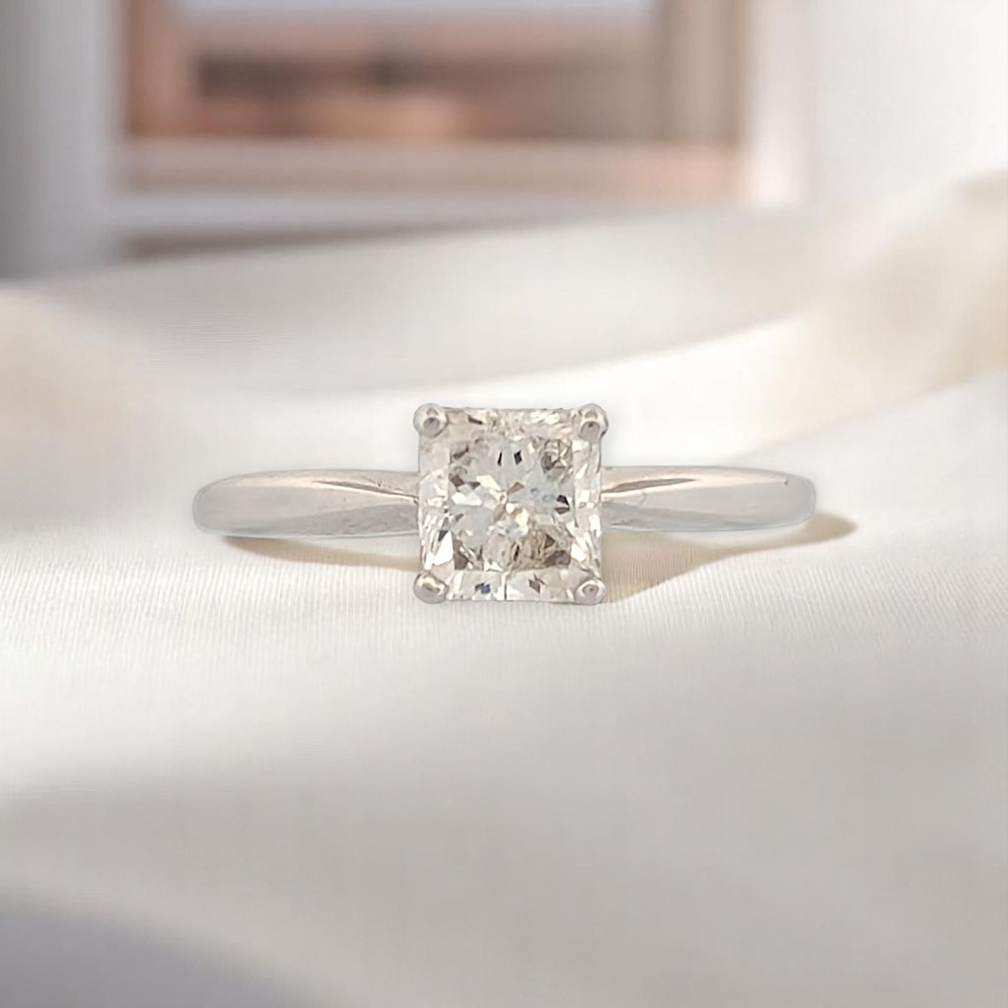 Harriet | 14K White Gold Diamond Ring, 0.90 CT, Size 6.25, Elegant Engagement Ring, Minimalist Wedding Band, Anniversary Gift