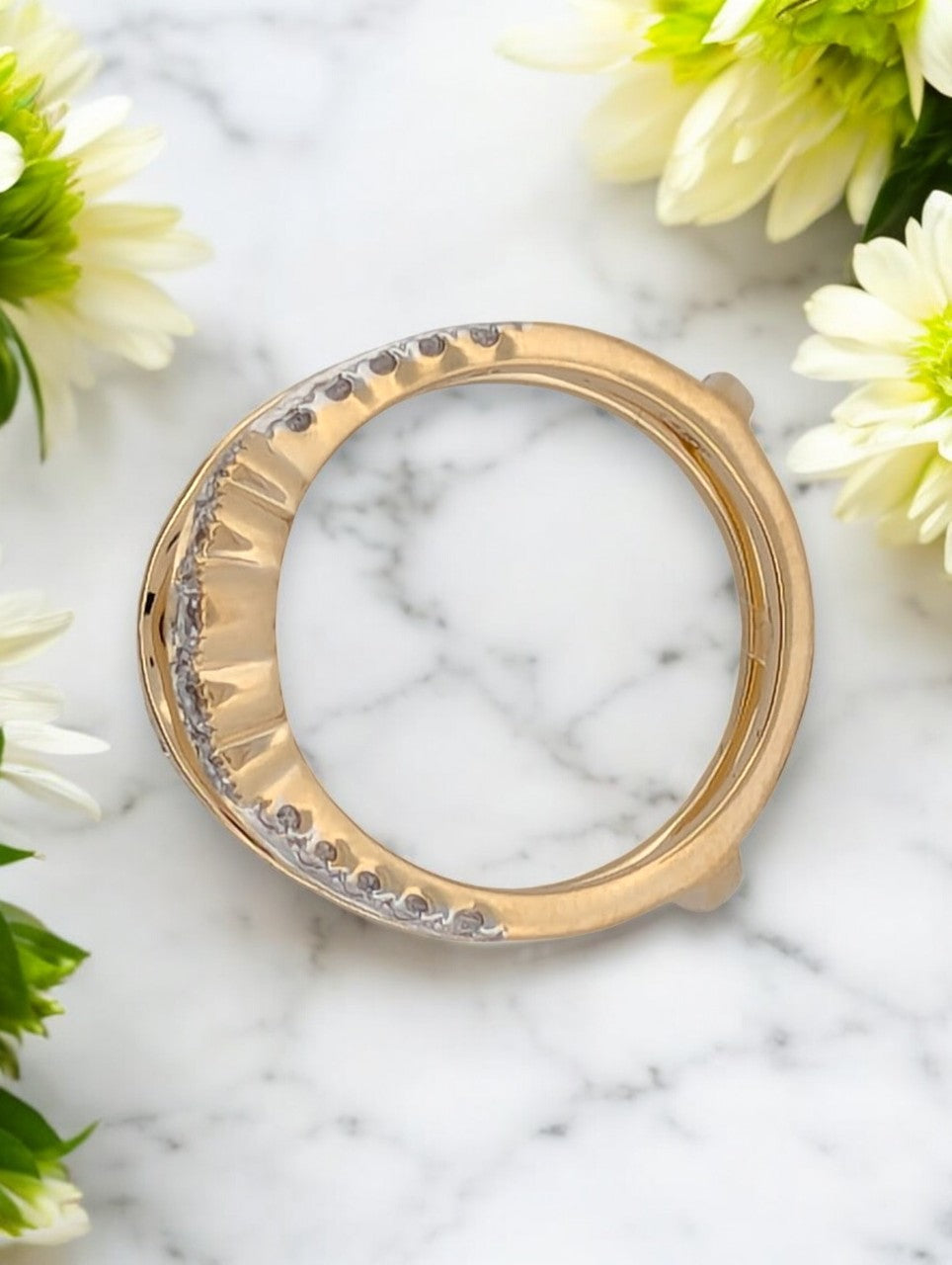 Daphne | 14K Yellow Gold Wrap Ring, 1.00 CTW Natural Diamonds, Crossover Diamond Band, Luxury Statement Jewelry, Anniversary Gift, Size 7