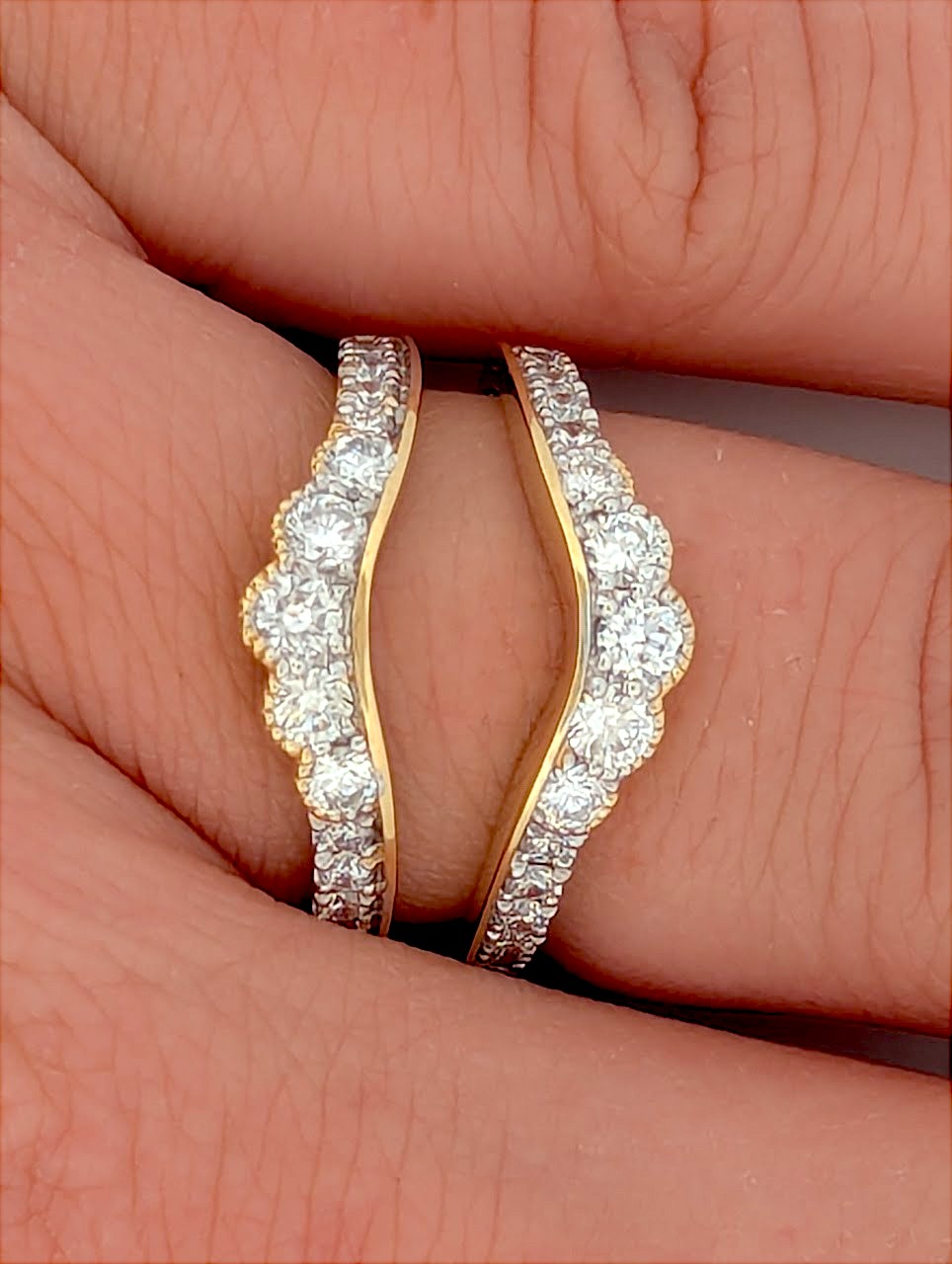 Daphne | 14K Yellow Gold Wrap Ring, 1.00 CTW Natural Diamonds, Crossover Diamond Band, Luxury Statement Jewelry, Anniversary Gift, Size 7