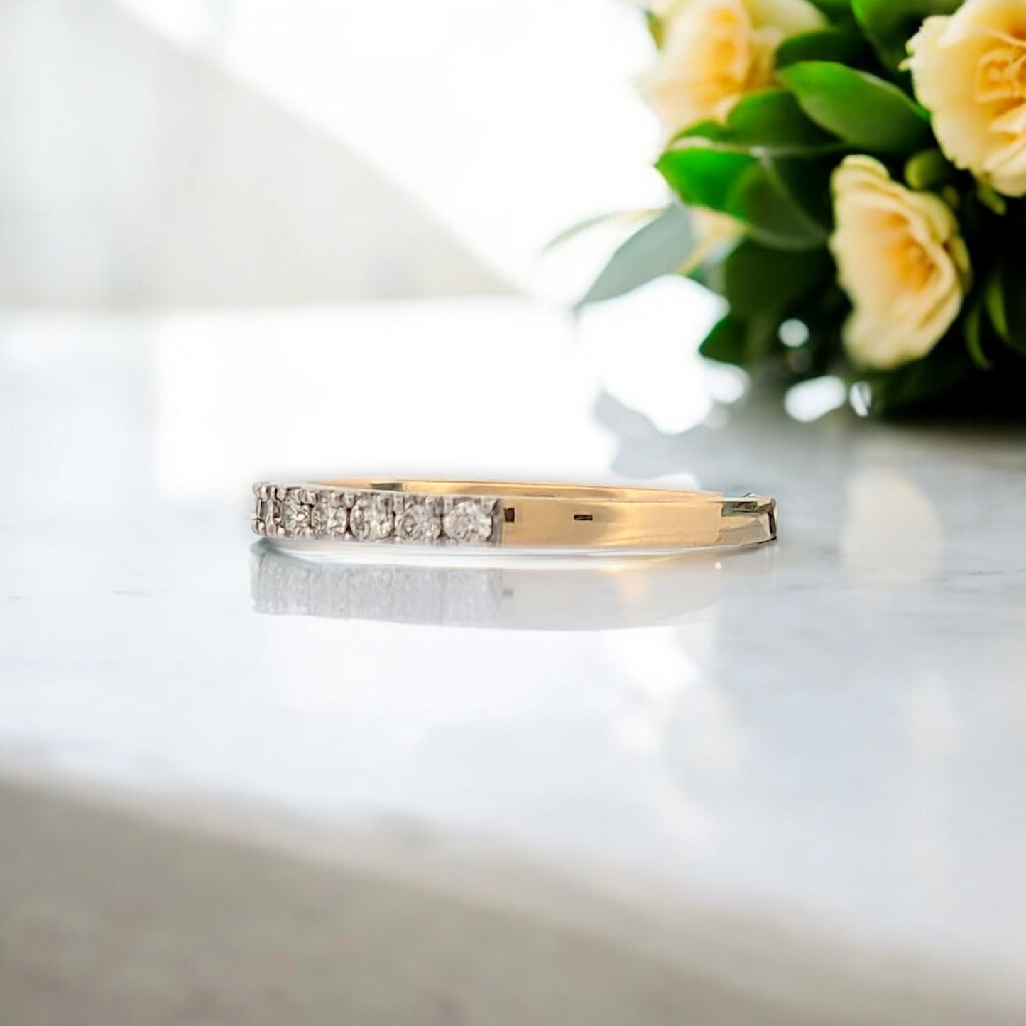 Elena | 14k Yellow Gold Anniversary Ring with .25 ctw Natural Diamonds – Prong Set (Size 5.75)