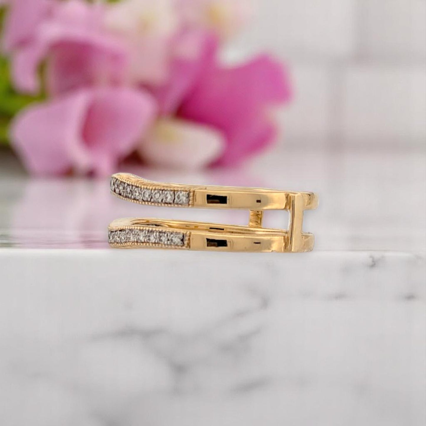Ophelia | 14K Yellow Gold Ring Wrap | .25 CTW Natural Round Diamonds | Elegant Enhancer Band | Fine Jewelry | Size 7