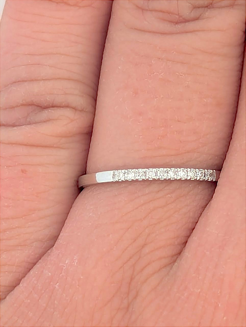 Mirabel | 10K White Gold Diamond Band, 0.06 CTW, Dainty Minimalist Ring, Stackable Wedding Band, Fine Jewelry Gift for Her, Size 6.75