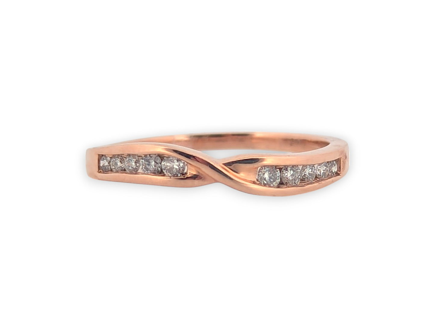 Arden | 10K Rose Gold Diamond Ring, 0.18 CTW, Dainty Stacking Ring, Minimalist Gold Jewelry, Wedding Band for Women, Size 7.25 Gift for Her