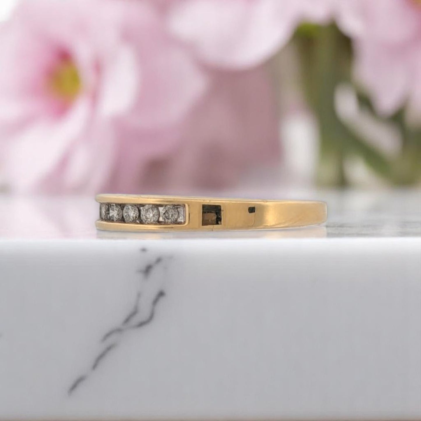 Aria | 14K Yellow Gold Channel Set Diamond Band | .25 CTW Natural Round Diamonds | Classic Wedding or Stacking Ring | Size 7