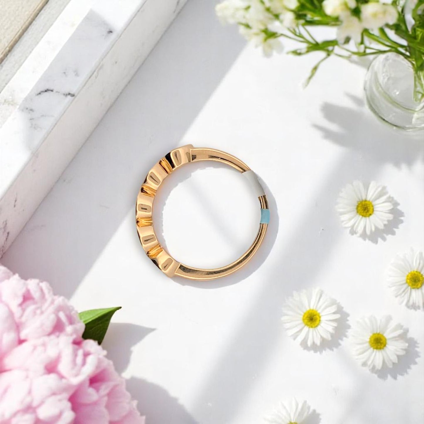 Josephine | 14K Yellow Gold Band With .75 CTW Pear-Shaped Bezel Set Lab Diamonds | Modern Stacking Ring | Size 7