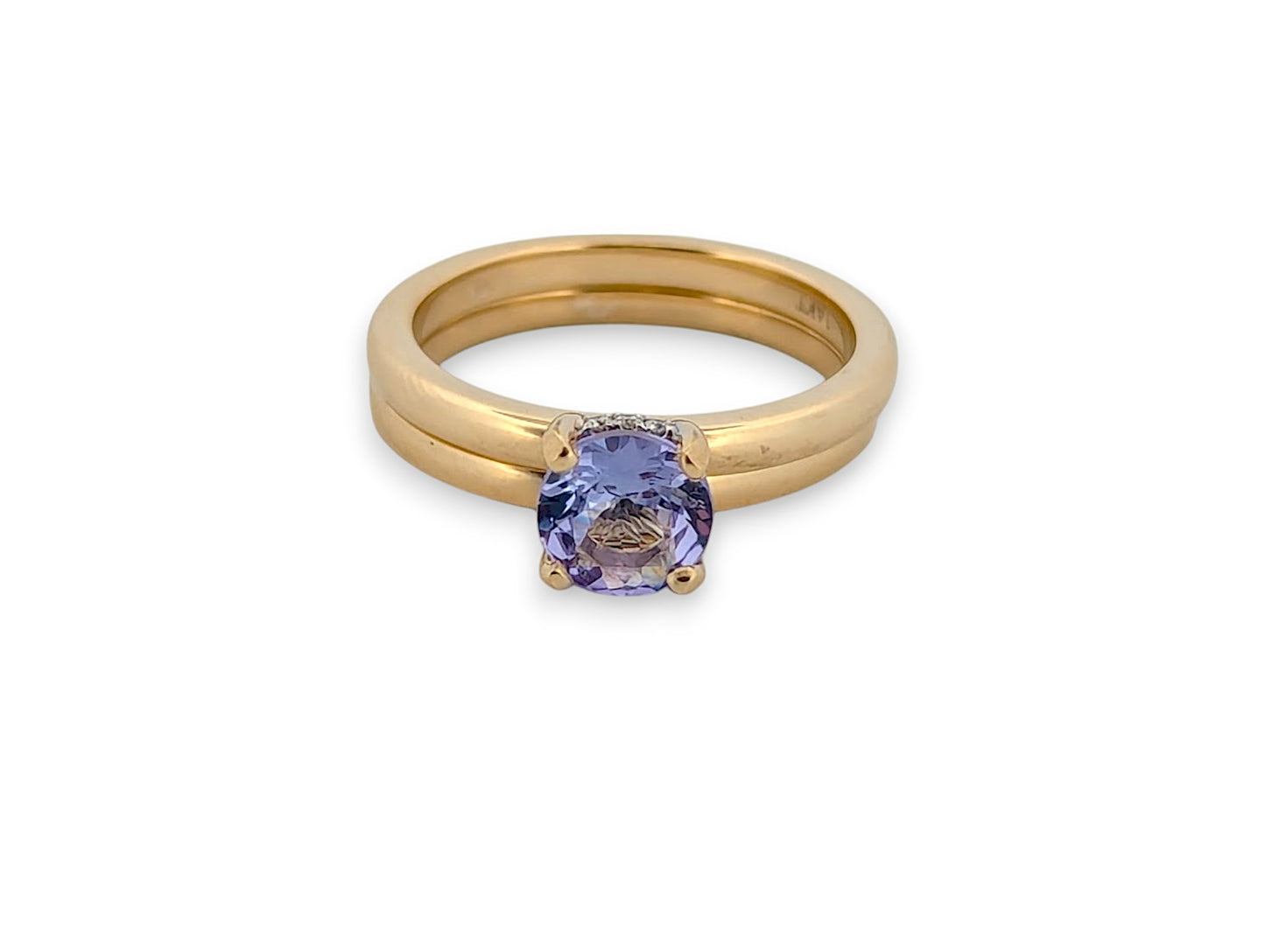 Vivienne | 14K Yellow Gold | Tanzanite and Natural Diamond | Ring