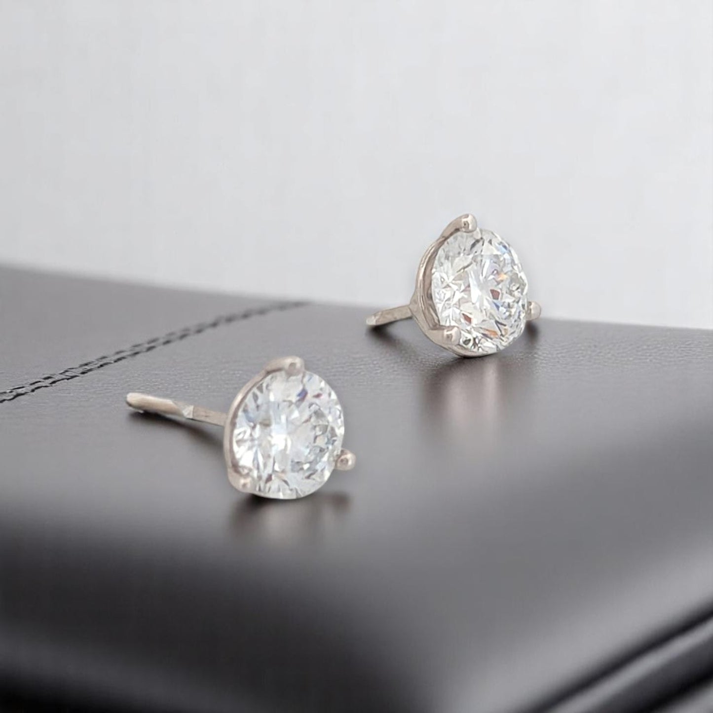 Gertrude | 14K White Gold Martini Setting Earrings | 2.50 CTW Round Lab-Grown Diamonds | Timeless Studs