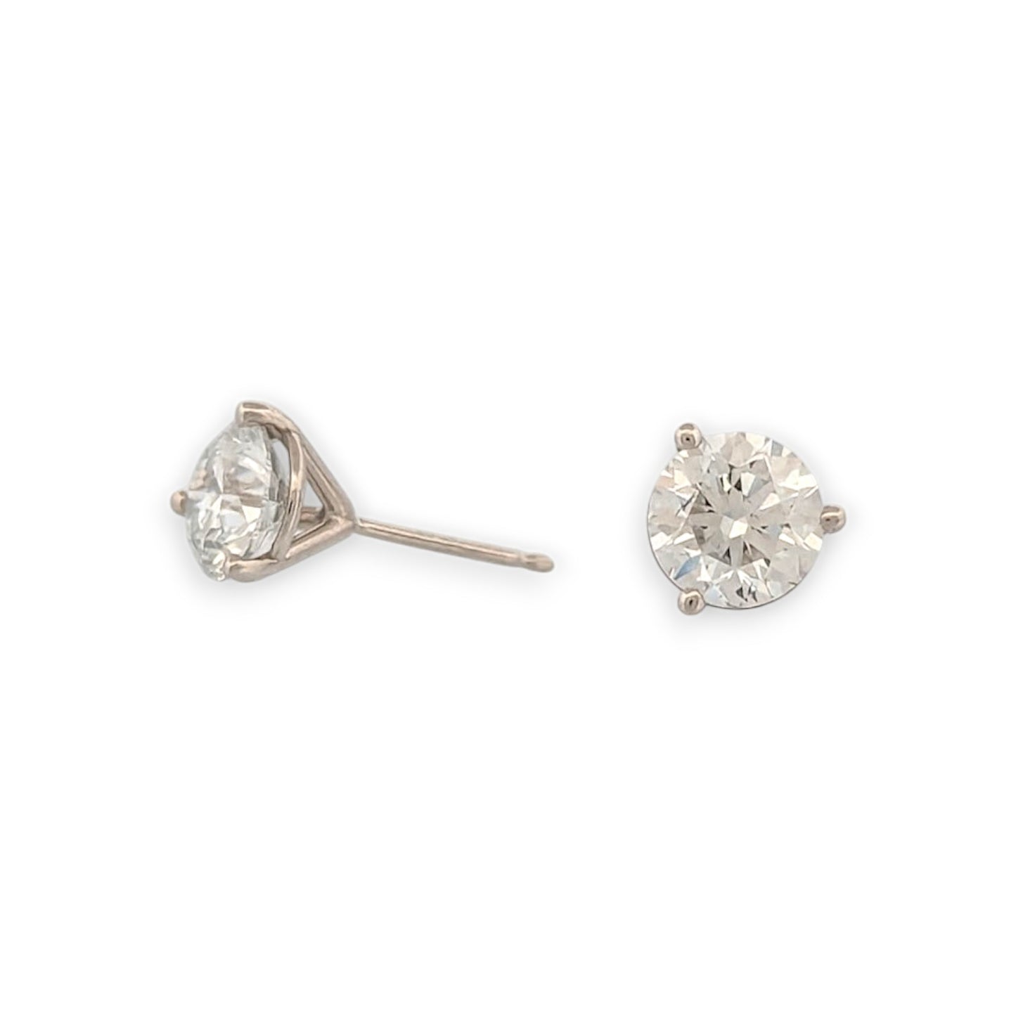 Gertrude | 14K White Gold Martini Setting Earrings | 2.50 CTW Round Lab-Grown Diamonds | Timeless Studs
