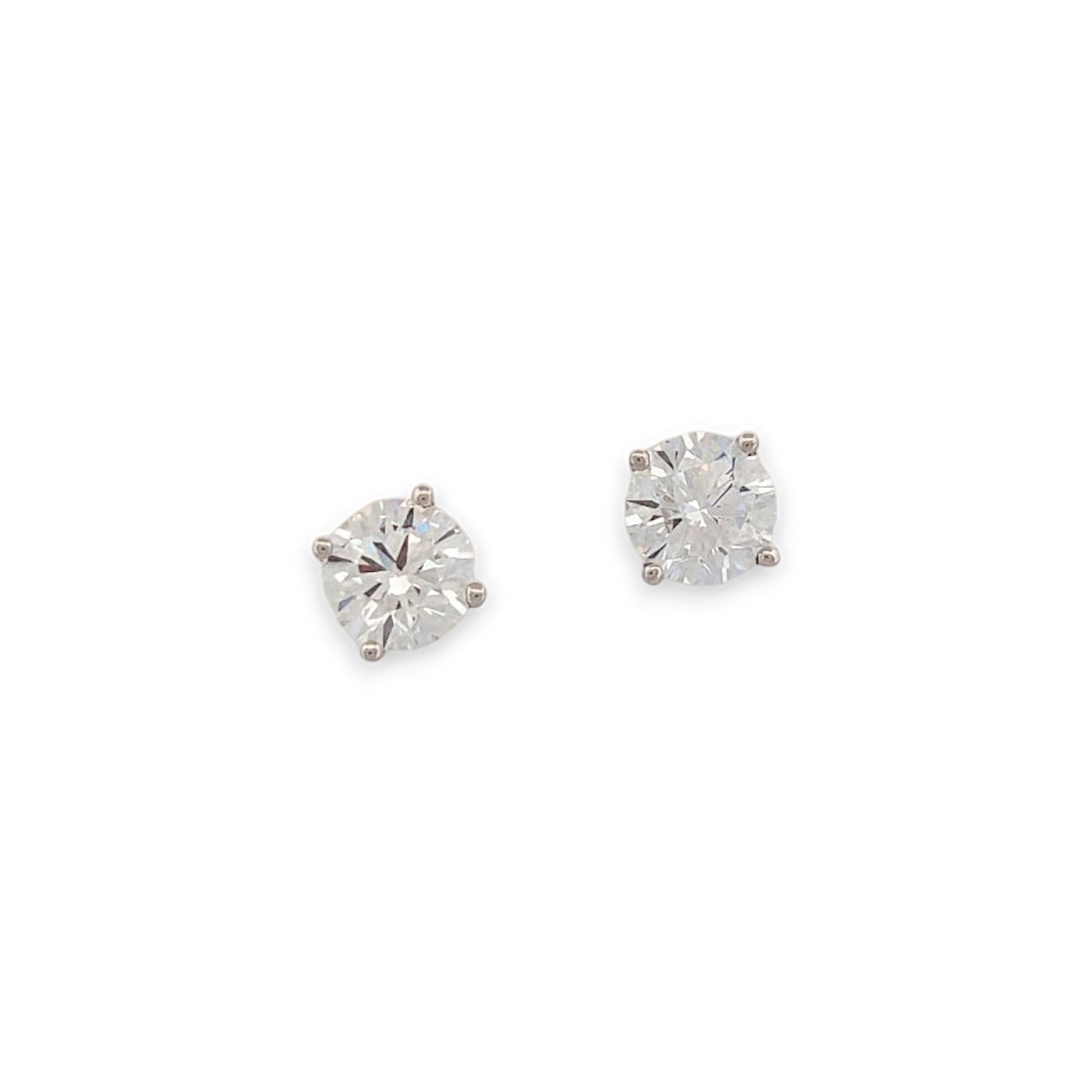 Clara | 14K White Gold Post Earrings With 1.42 CTW Round Lab Diamonds | Classic 4-Prong Studs | Timeless Fine Jewelry