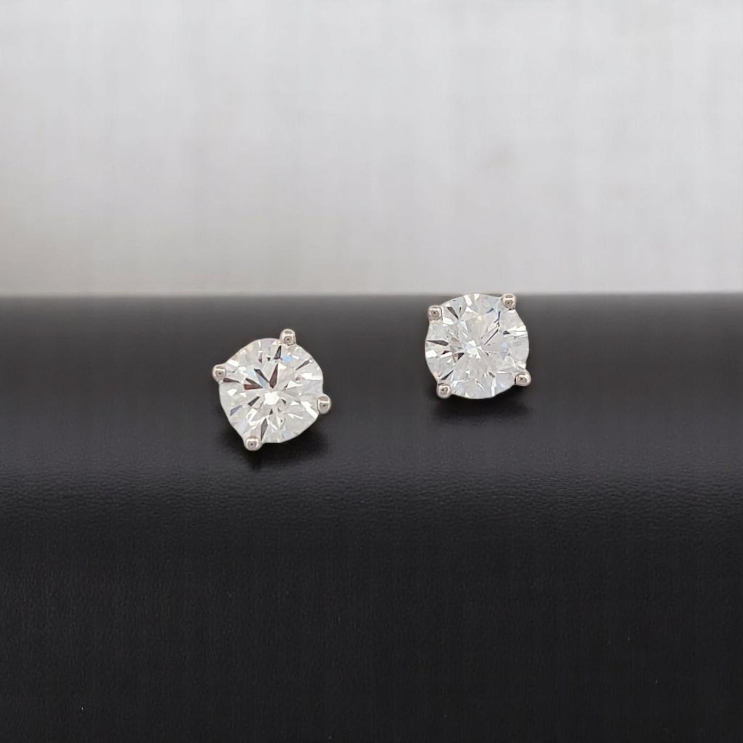 Clara | 14K White Gold Post Earrings With 1.42 CTW Round Lab Diamonds | Classic 4-Prong Studs | Timeless Fine Jewelry
