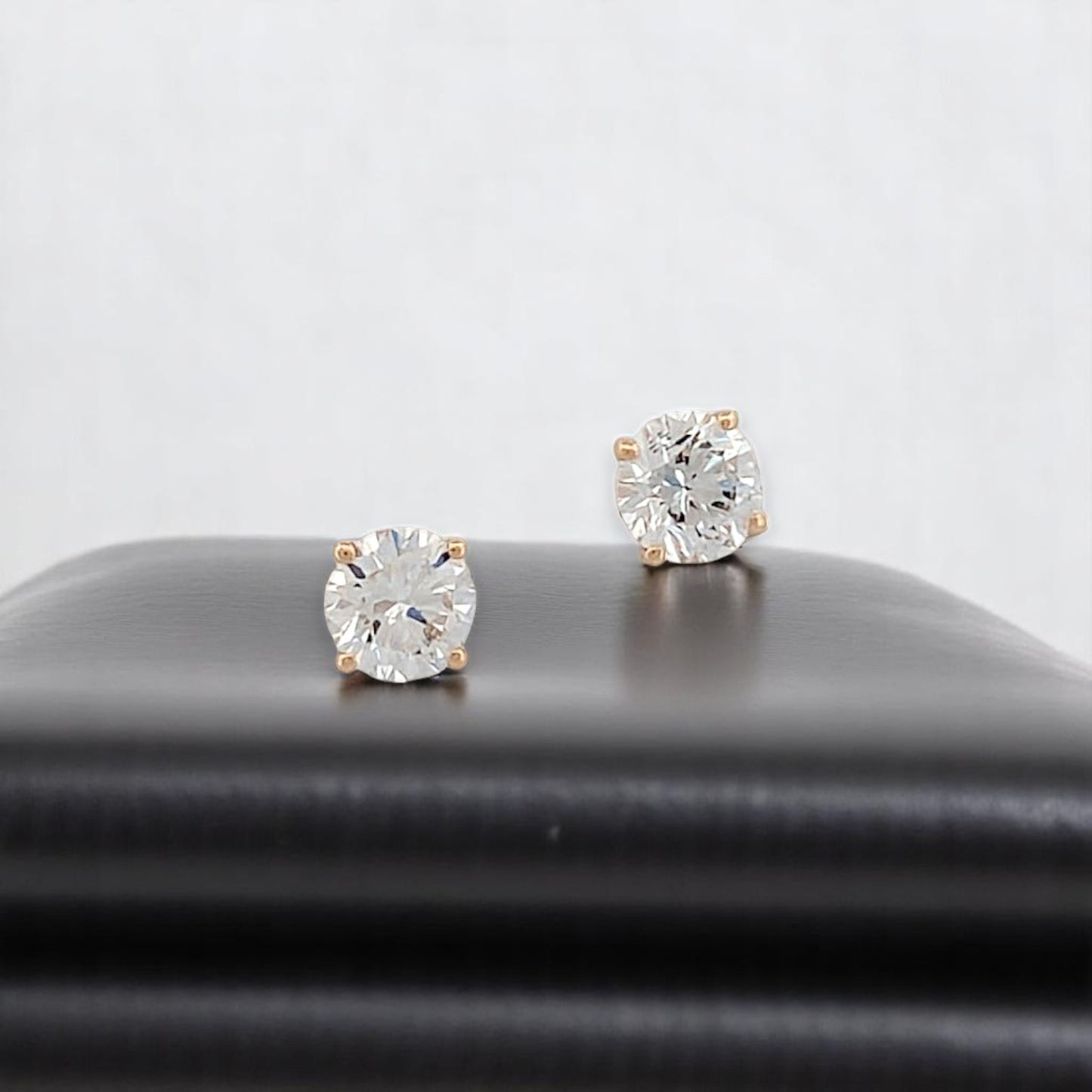 Louise | 14K Yellow Gold Post Earrings With 1.41 CTW Round Lab Diamonds | Classic 4-Prong Studs | Timeless Fine Jewelry