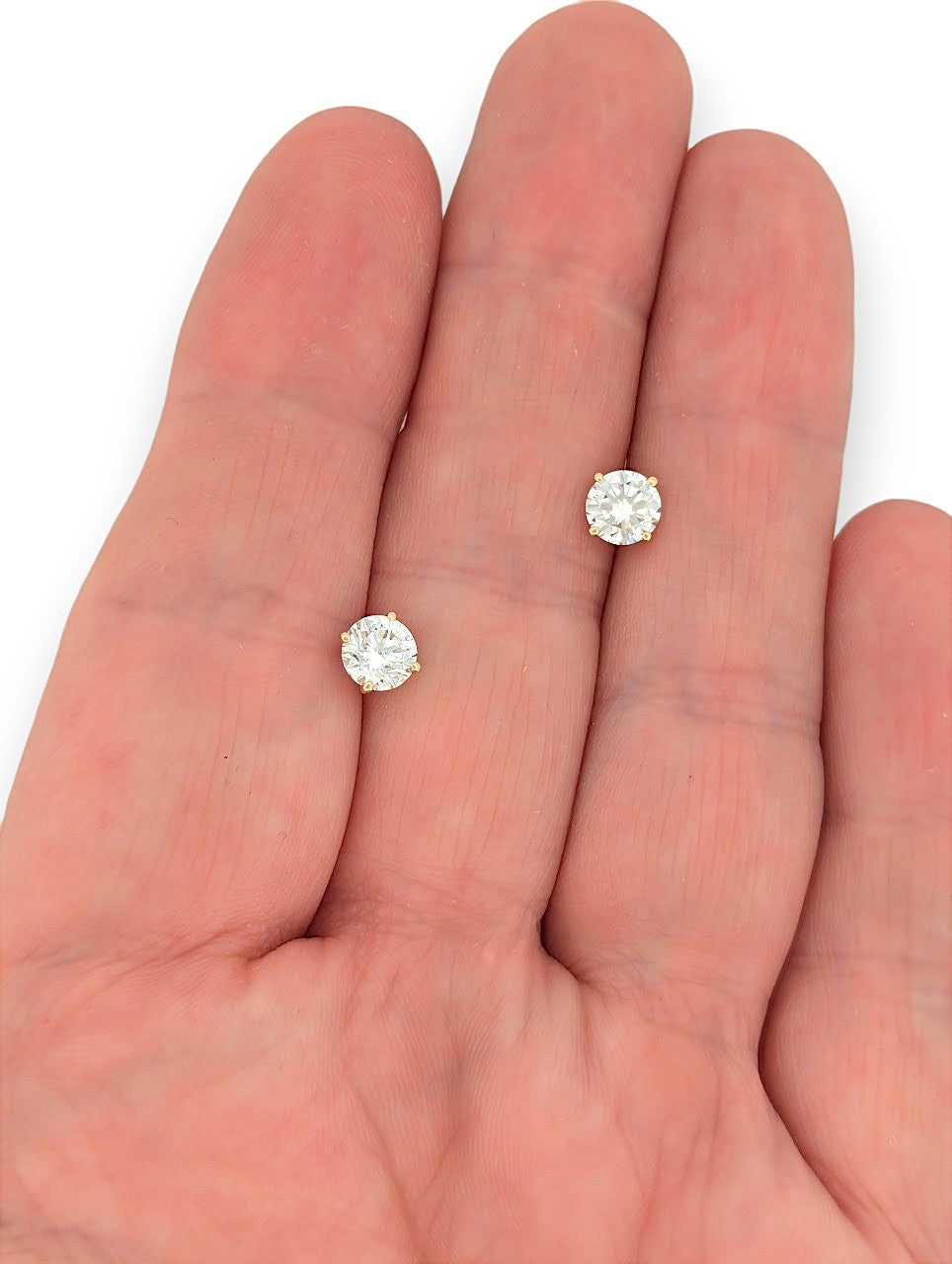 Louise | 14K Yellow Gold Post Earrings With 1.41 CTW Round Lab Diamonds | Classic 4-Prong Studs | Timeless Fine Jewelry