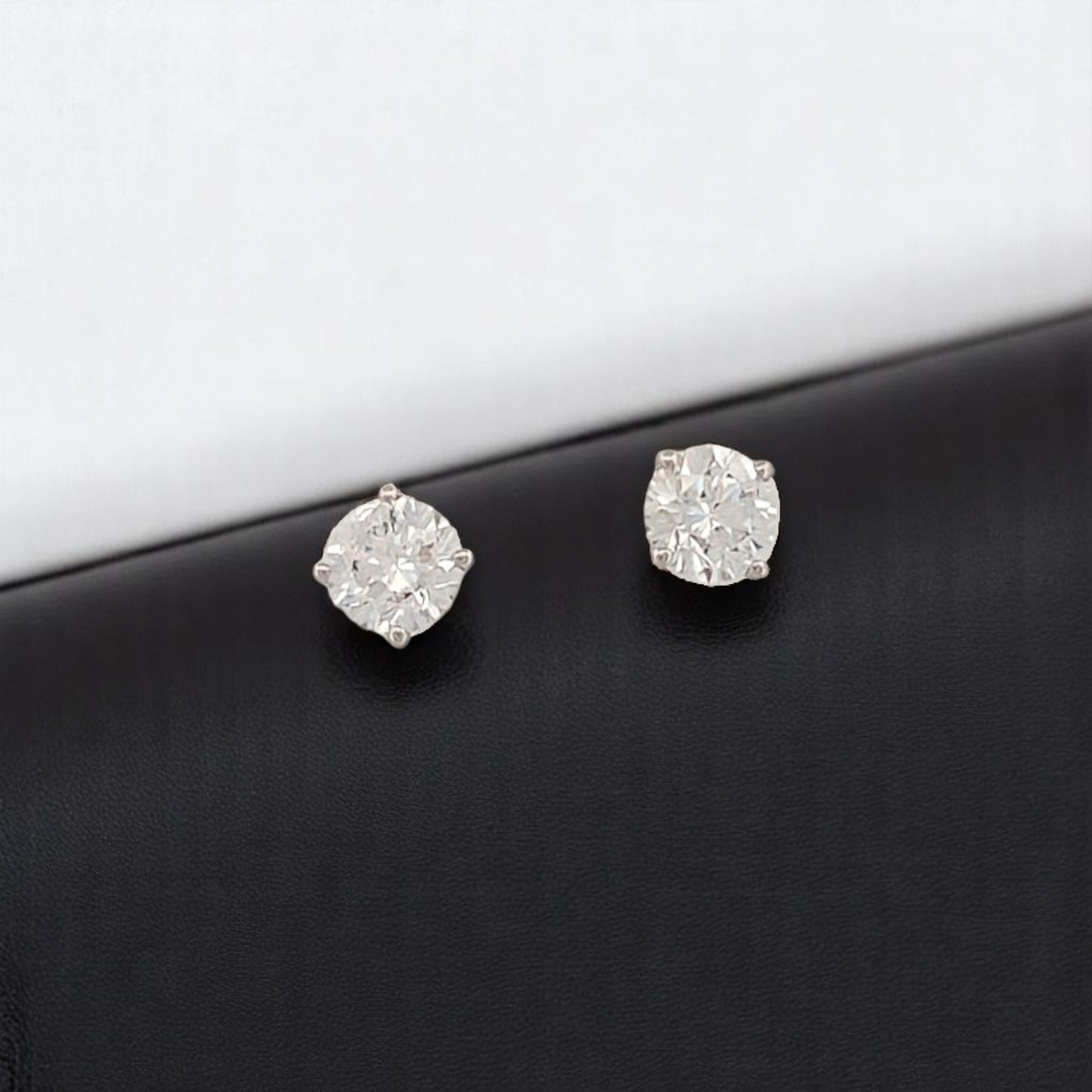 Willow Bloom | 14K White Gold Post Earrings With 1.04 CTW Round Lab Diamonds | 4-Prong Classic Studs | Elegant Everyday Jewelry