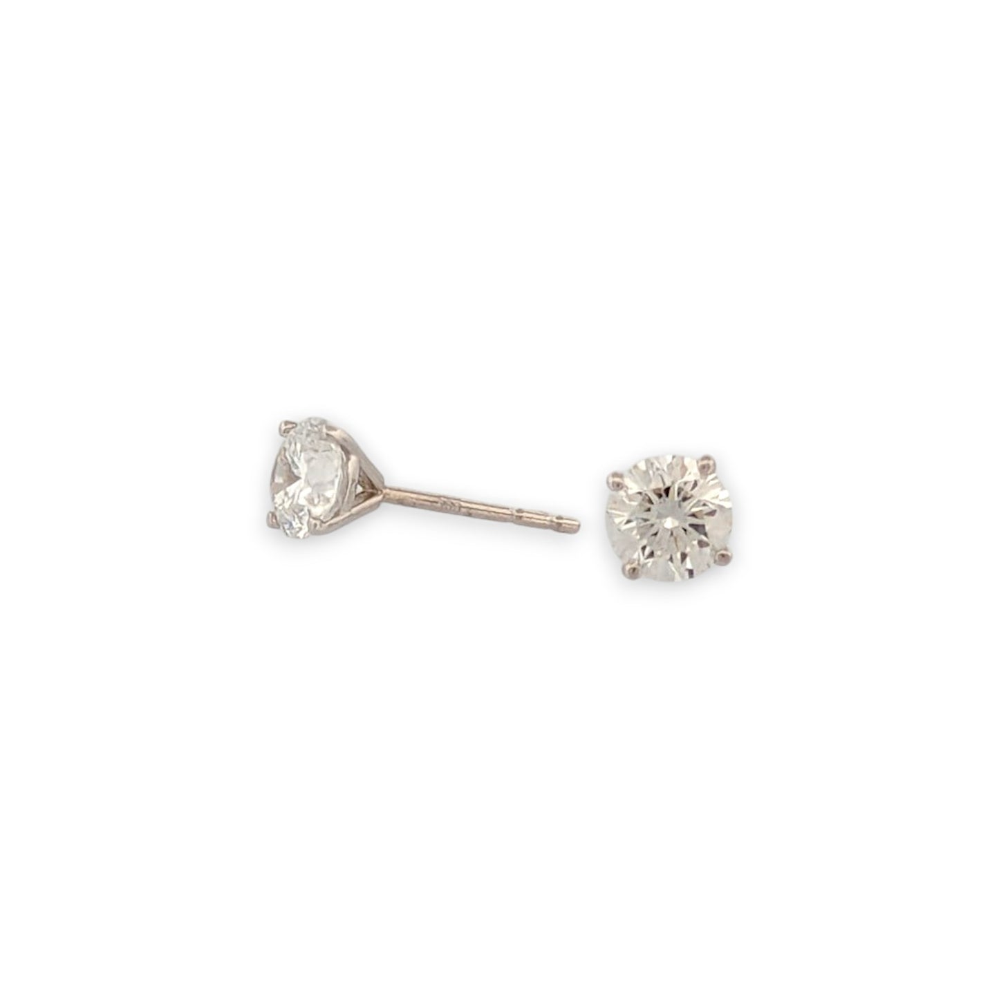 Willow Bloom | 14K White Gold Post Earrings With 1.04 CTW Round Lab Diamonds | 4-Prong Classic Studs | Elegant Everyday Jewelry