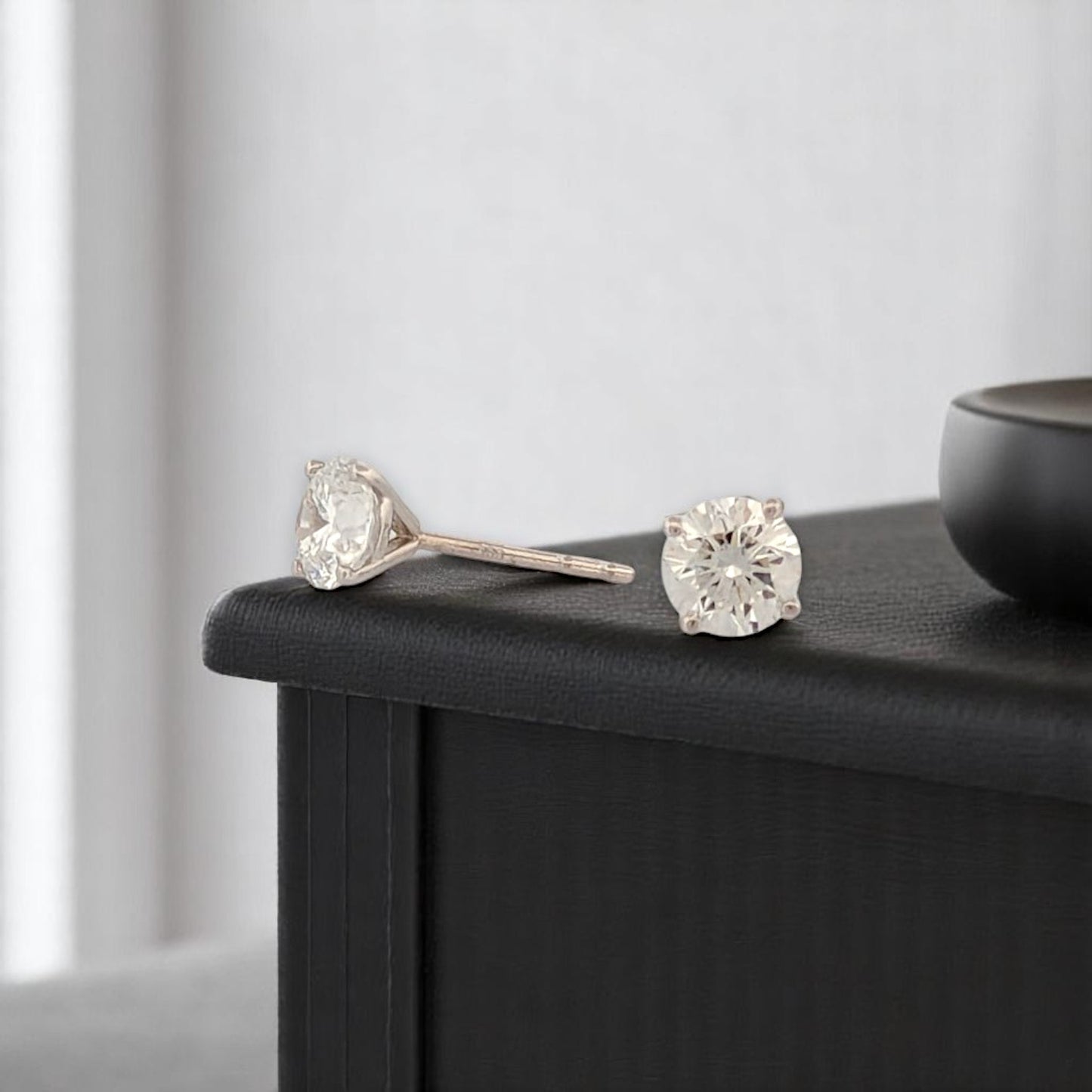 Willow Bloom | 14K White Gold Post Earrings With 1.04 CTW Round Lab Diamonds | 4-Prong Classic Studs | Elegant Everyday Jewelry