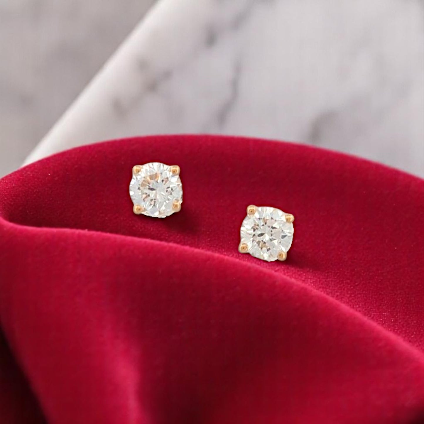 Sage Moon | 14K Yellow Gold Post Earrings With .51 CTW Round Lab Diamonds | Classic 4-Prong Studs | Elegant Everyday Jewelry