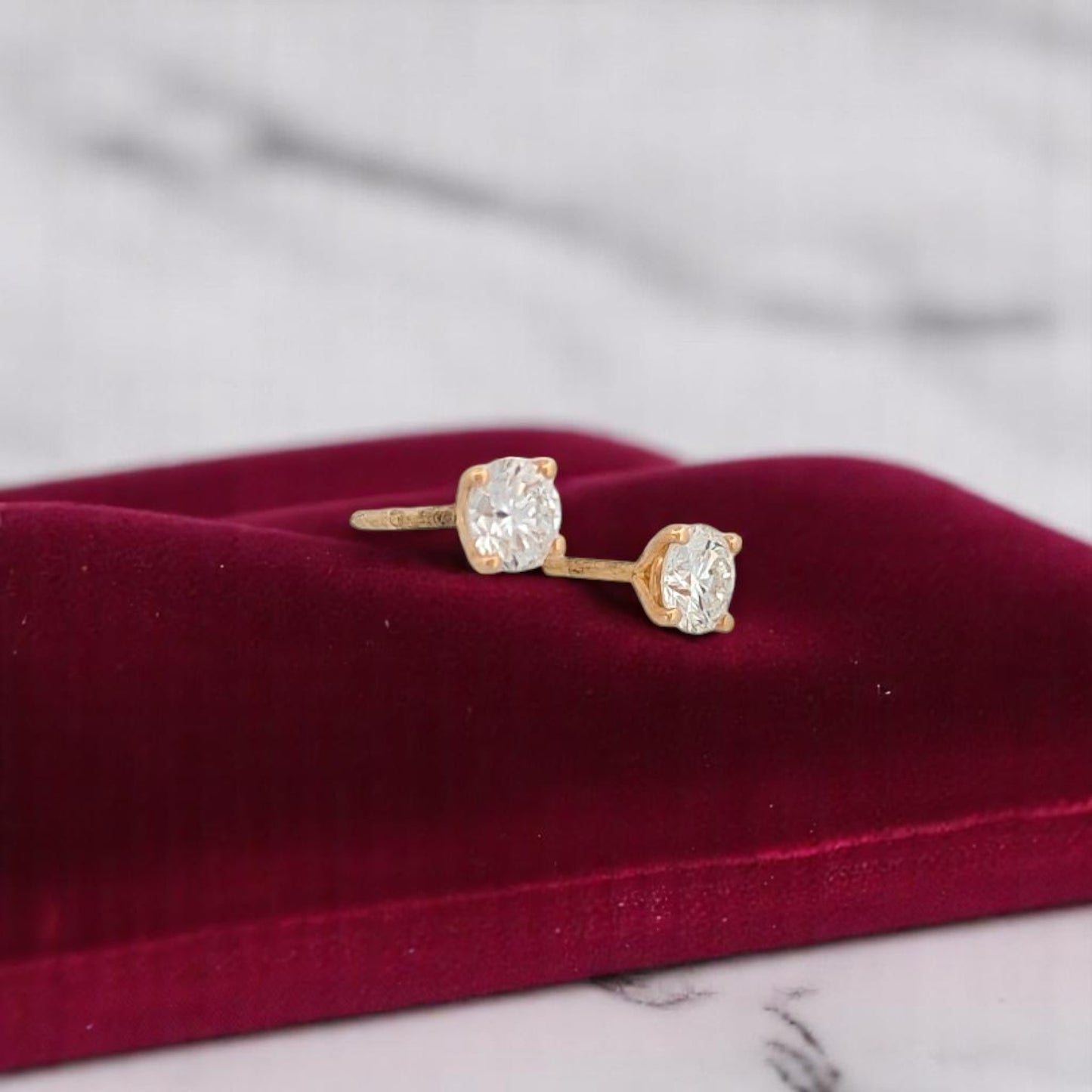 Sage Moon | 14K Yellow Gold Post Earrings With .51 CTW Round Lab Diamonds | Classic 4-Prong Studs | Elegant Everyday Jewelry