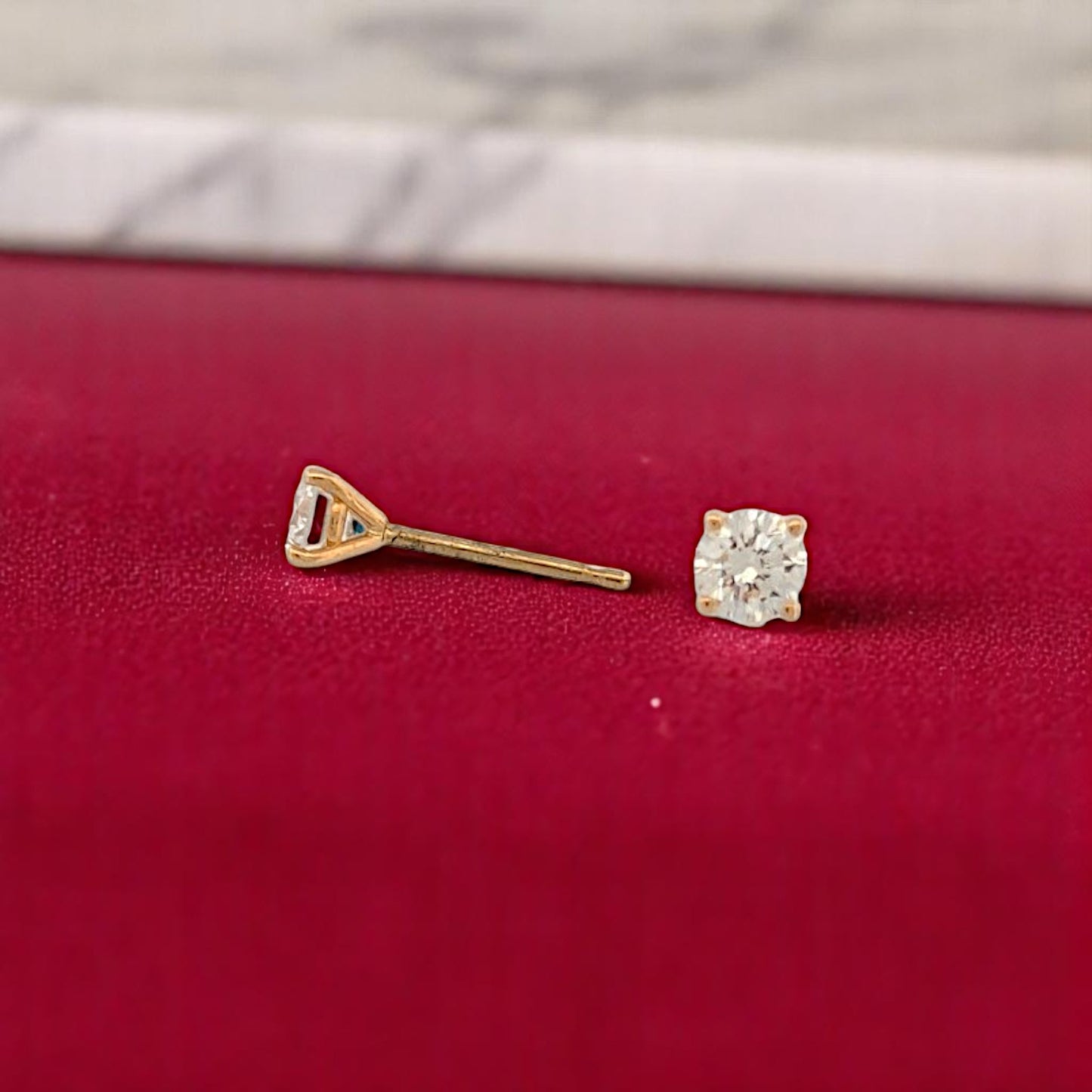 Sage Moon | 14K Yellow Gold Post Earrings With .51 CTW Round Lab Diamonds | Classic 4-Prong Studs | Elegant Everyday Jewelry