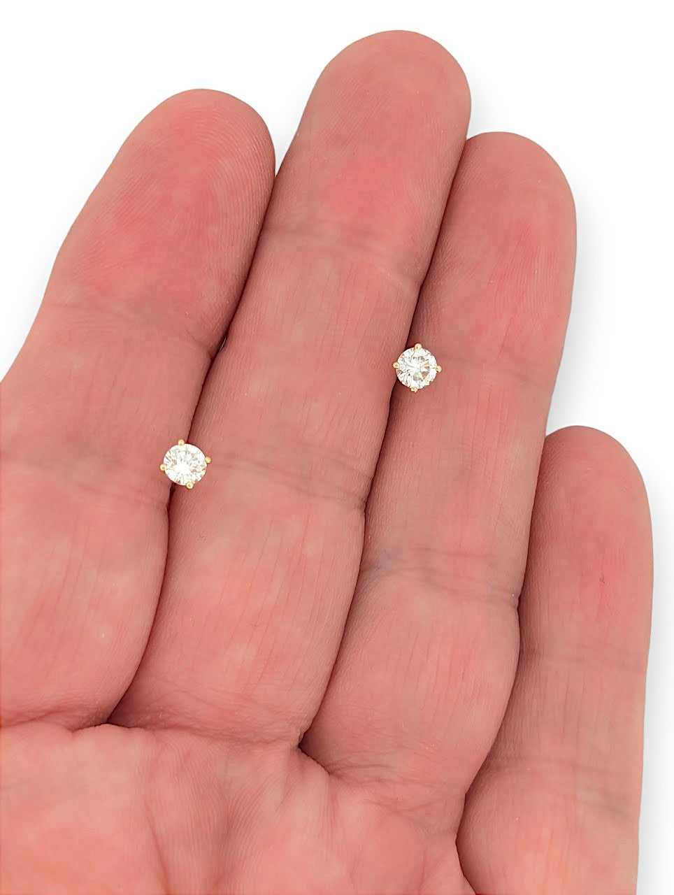 Sage Moon | 14K Yellow Gold Post Earrings With .51 CTW Round Lab Diamonds | Classic 4-Prong Studs | Elegant Everyday Jewelry