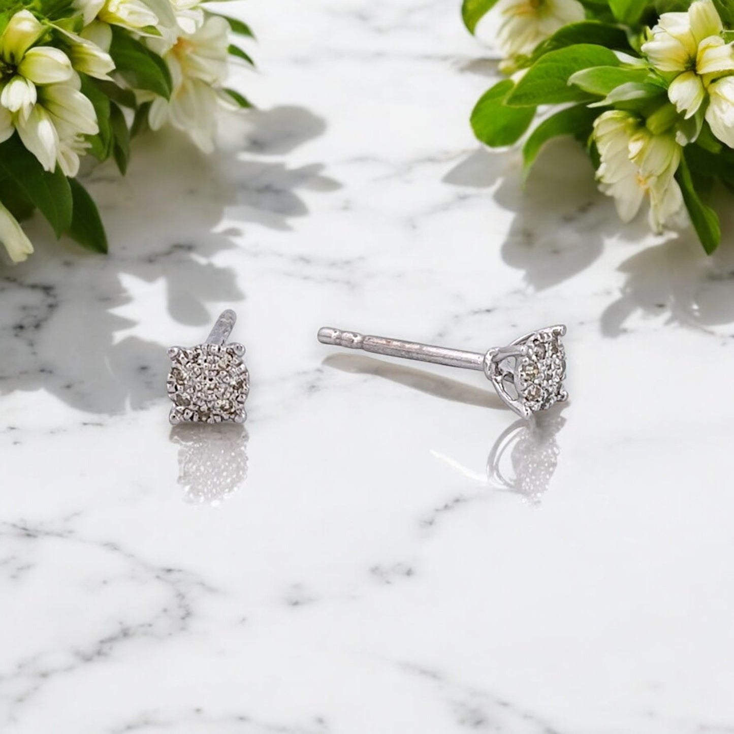 Sable | 10K White Gold Diamond Earrings, 0.06 CTW Natural Diamonds, Minimalist Studs, Everyday Jewelry, Gift for Her, Fine Jewelry