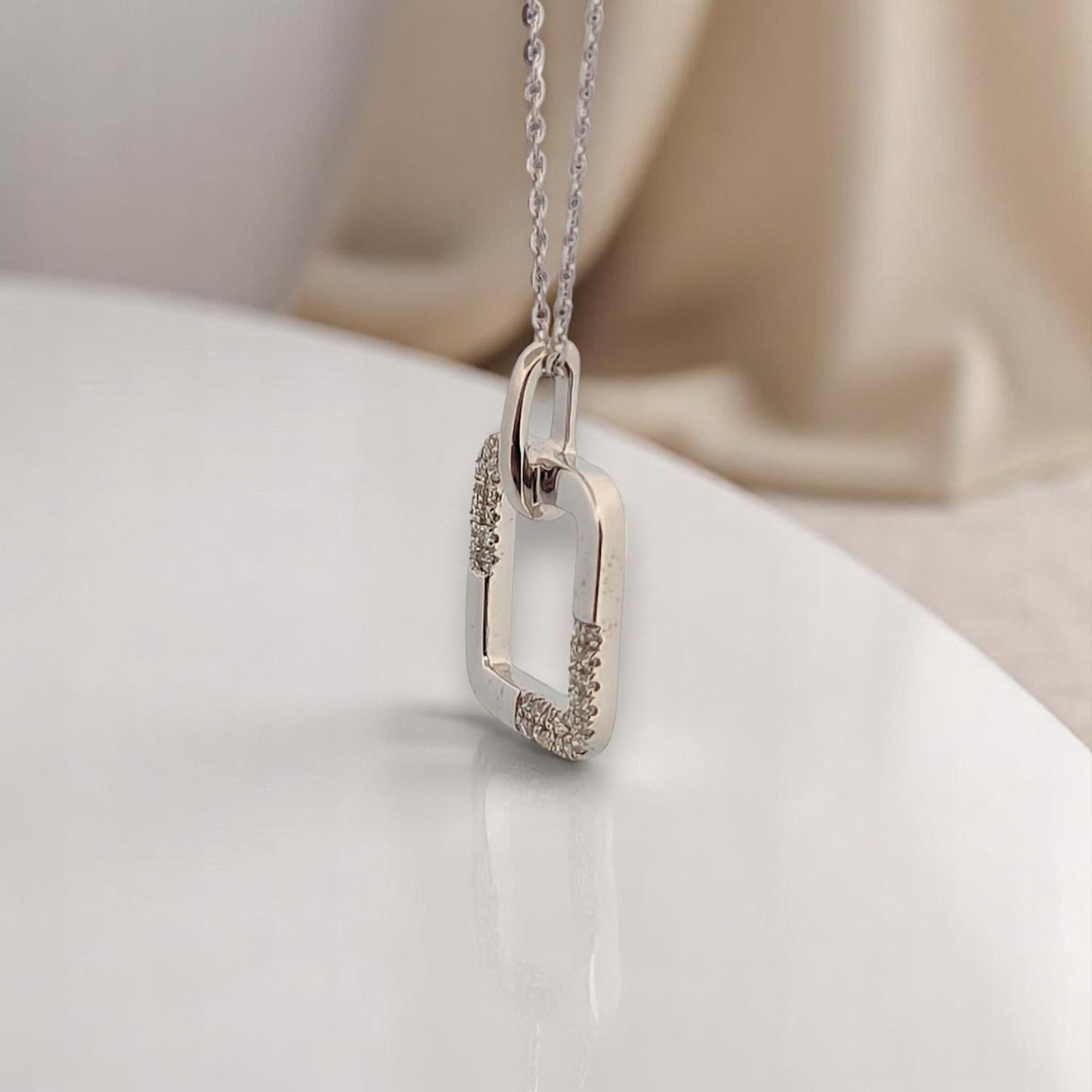 Hazel | 10K White Gold Diamond Necklace, 0.10 CT, Dainty Pendant Necklace, Minimalist Fine Jewelry, Anniversary Gift for Her