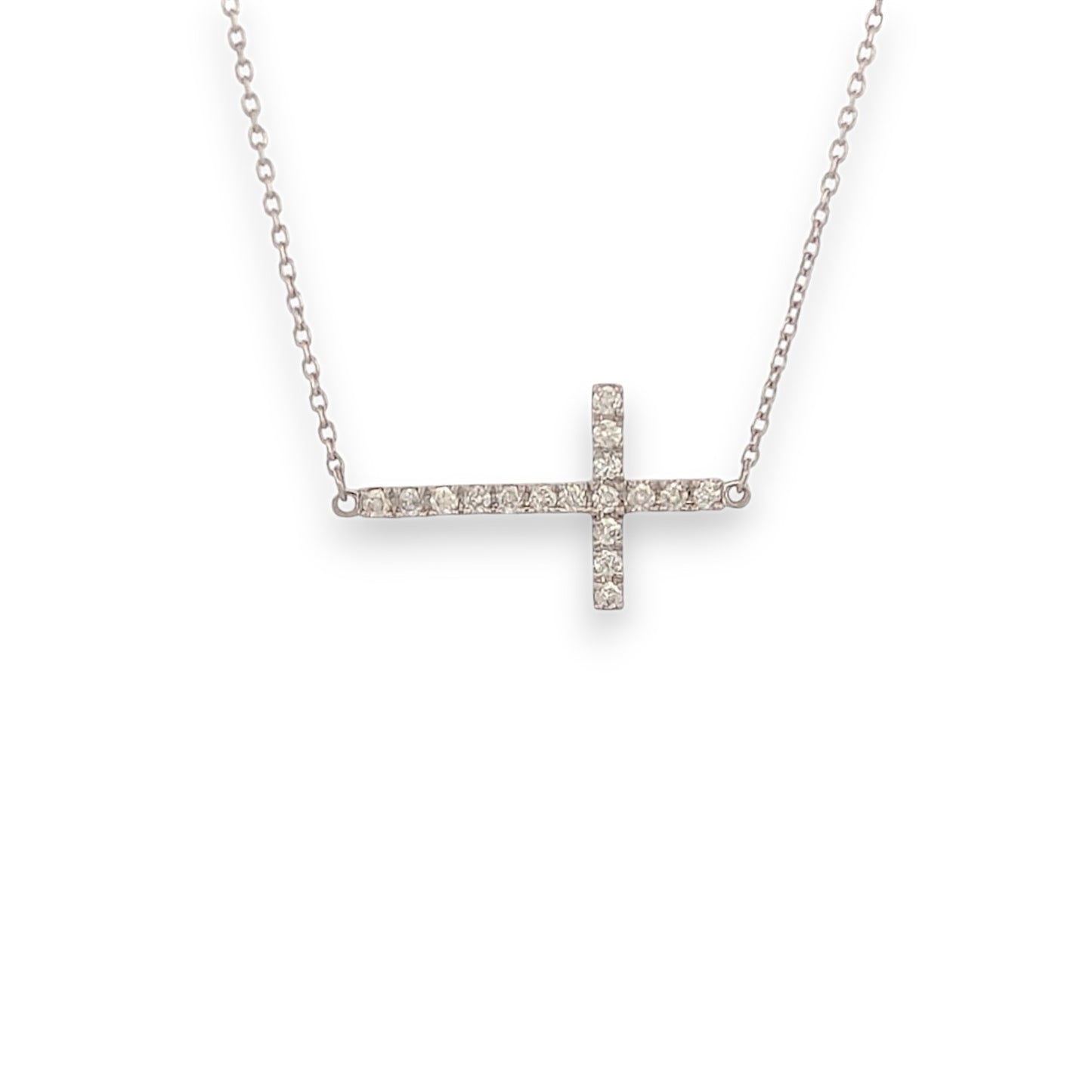 10k White Gold Diamond Cross Necklace with .25 CTW Natural Diamonds Sparkling Christian Cross Pendant Religious Fine Jewelry on 18" Gold Chain