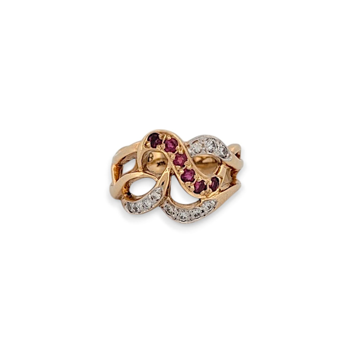 Benoite | Ruby Diamond Ring, 14K Yellow Gold with Natural Rubies & Diamonds, Elegant Fine Jewelry, Luxury Gift for Her, Statement Ring Size 8