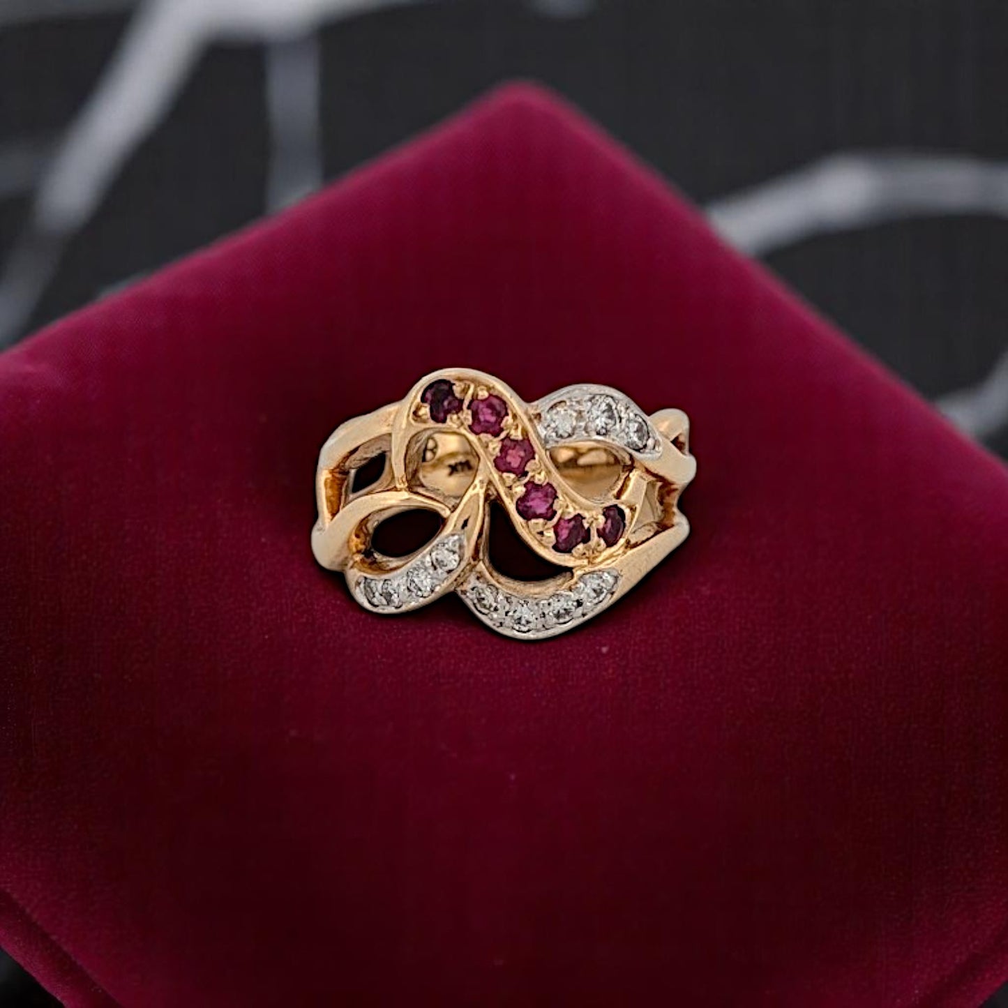 Benoite | Ruby Diamond Ring, 14K Yellow Gold with Natural Rubies & Diamonds, Elegant Fine Jewelry, Luxury Gift for Her, Statement Ring Size 8