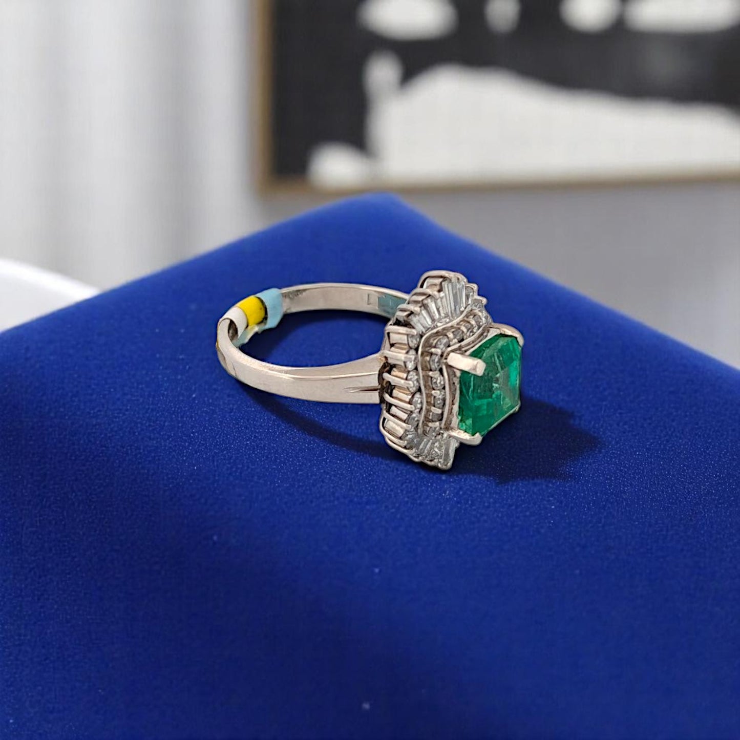 Thekla | Platinum Ring With 2.52 CT GIA Certified Natural Colombian Emerald (F2) & 1.11 CTW Natural Diamonds | Octagonal Step Cut | Size 6