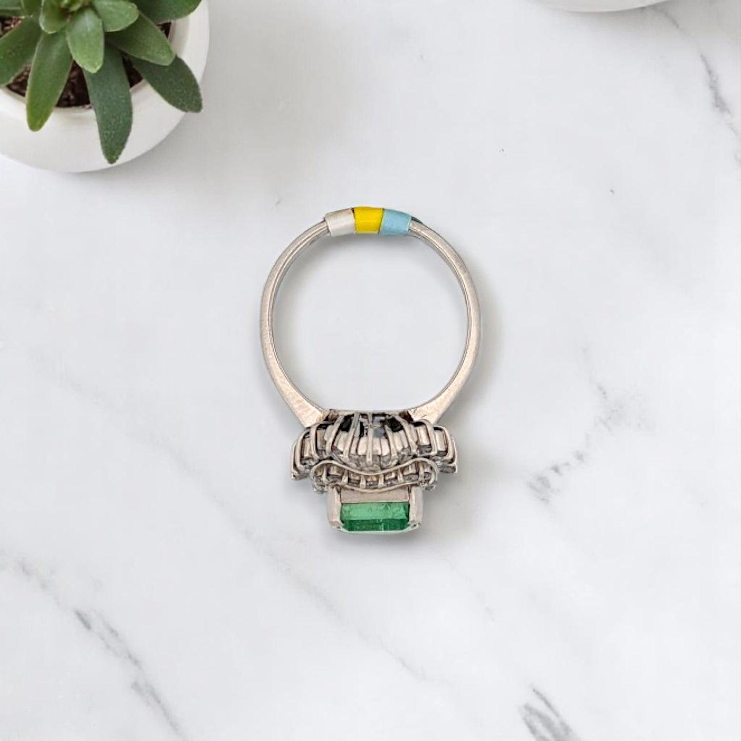 Thekla | Platinum Ring With 2.52 CT GIA Certified Natural Colombian Emerald (F2) & 1.11 CTW Natural Diamonds | Octagonal Step Cut | Size 6