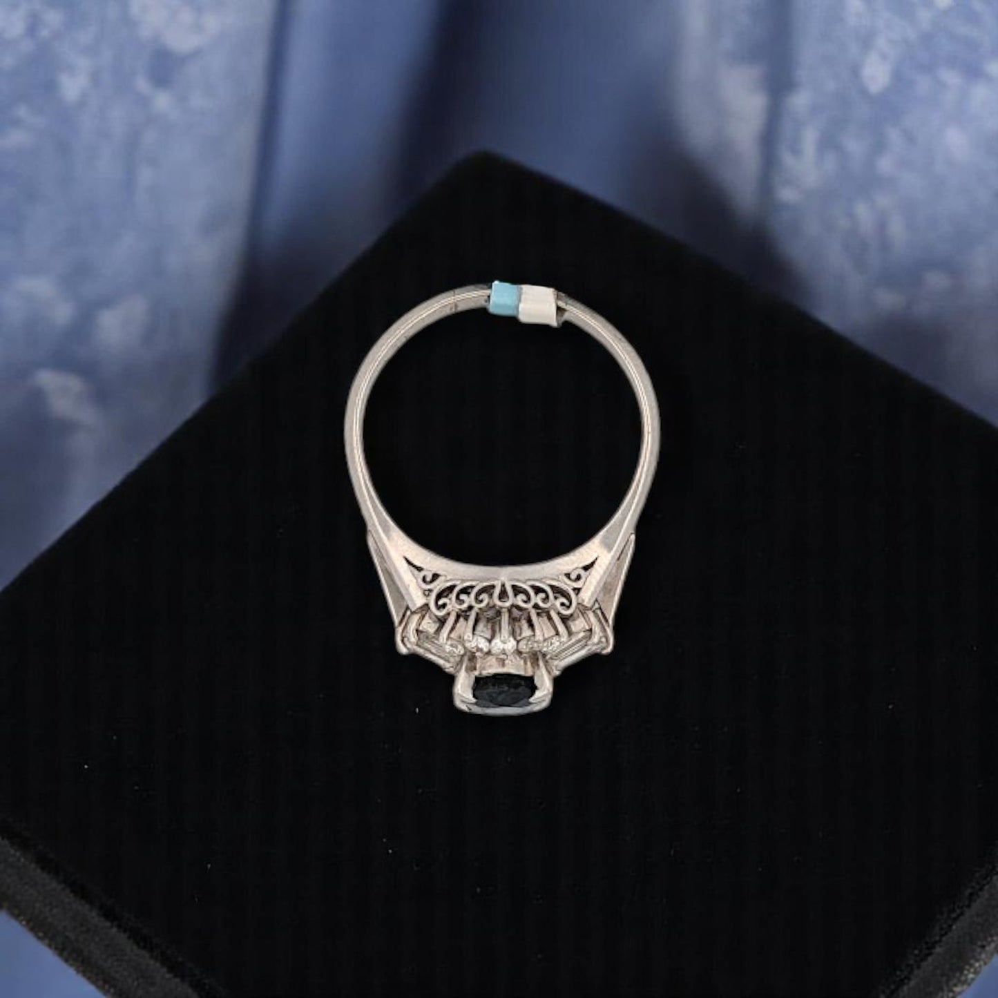 Vesper | Platinum Ring with 1.16ct Sapphire and 0.36ct Diamonds, Elegant Blue Gemstone Ring, Fine Jewelry Gift, Size 7.25