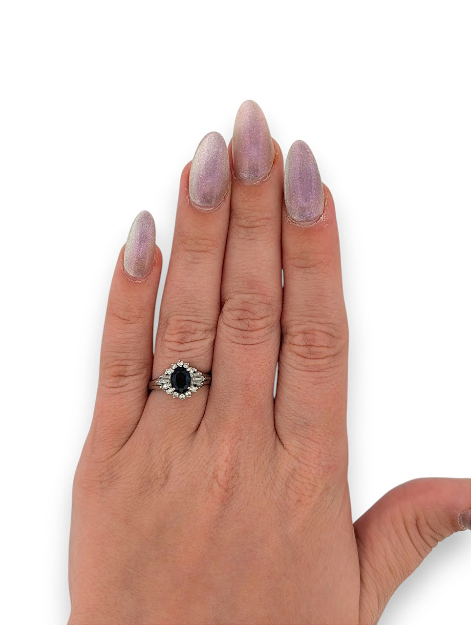 Vesper | Platinum Ring with 1.16ct Sapphire and 0.36ct Diamonds, Elegant Blue Gemstone Ring, Fine Jewelry Gift, Size 7.25