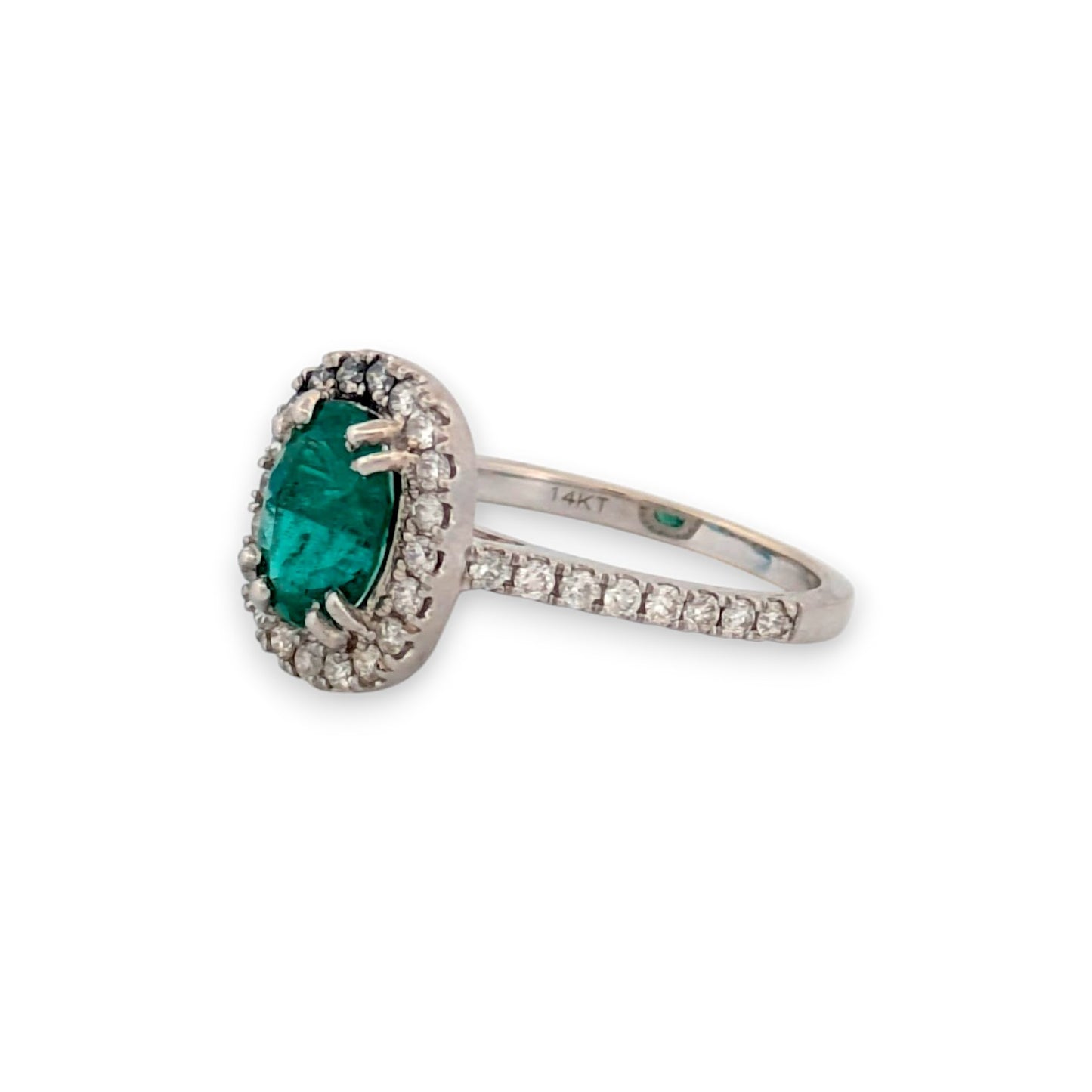 Amara | 14K White Gold | Emerald and Natural Diamond | Ring