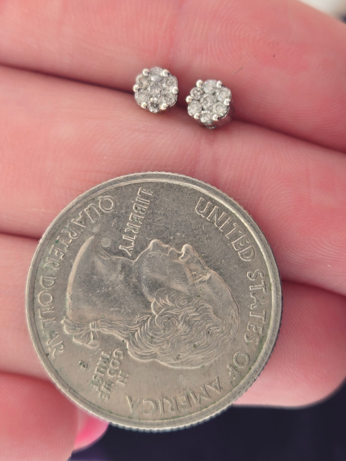 Estate 10K White Gold Natural Diamond Stud Earrings — 0.10 CTW