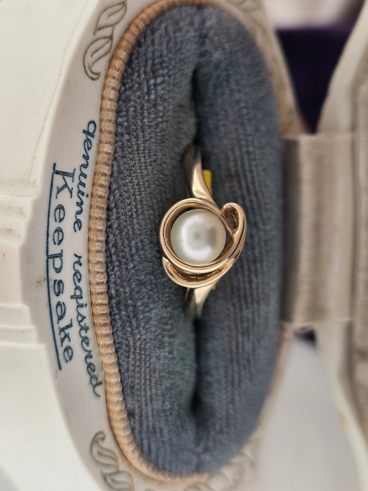 Estate 14K Yellow Gold Pearl Ring — Size 7