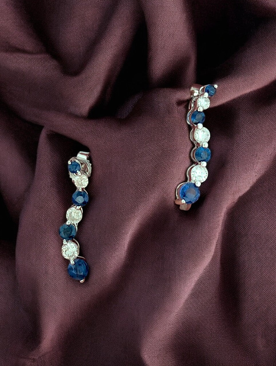Willow | 14K White Gold | Sapphire and Natural Diamond | Earrings