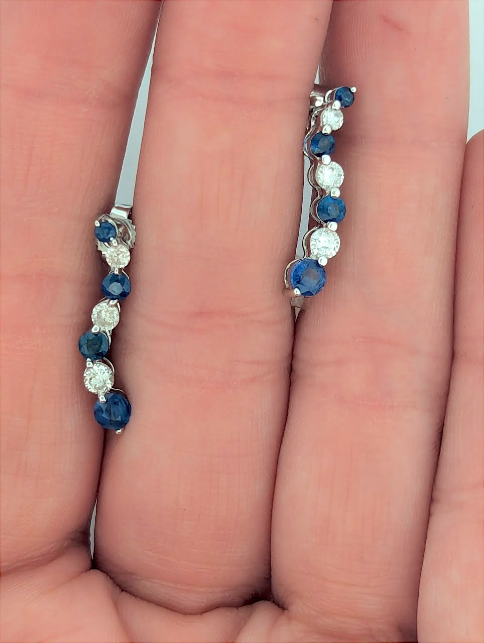 Willow | 14K White Gold | Sapphire and Natural Diamond | Earrings