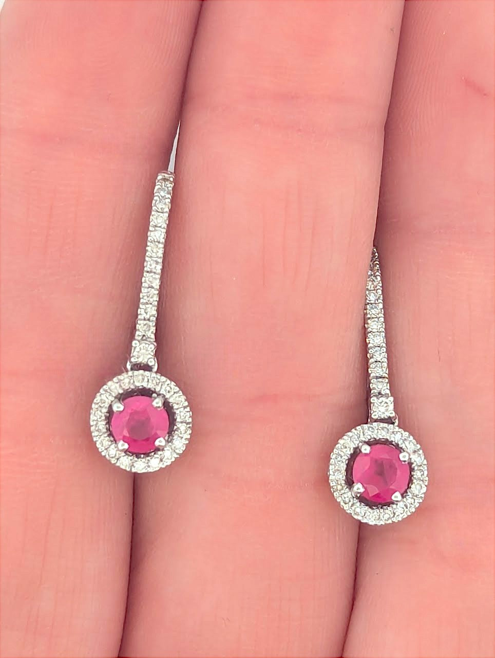 Clarissa | 10K White Gold | Ruby and Natural Diamond | Earrings