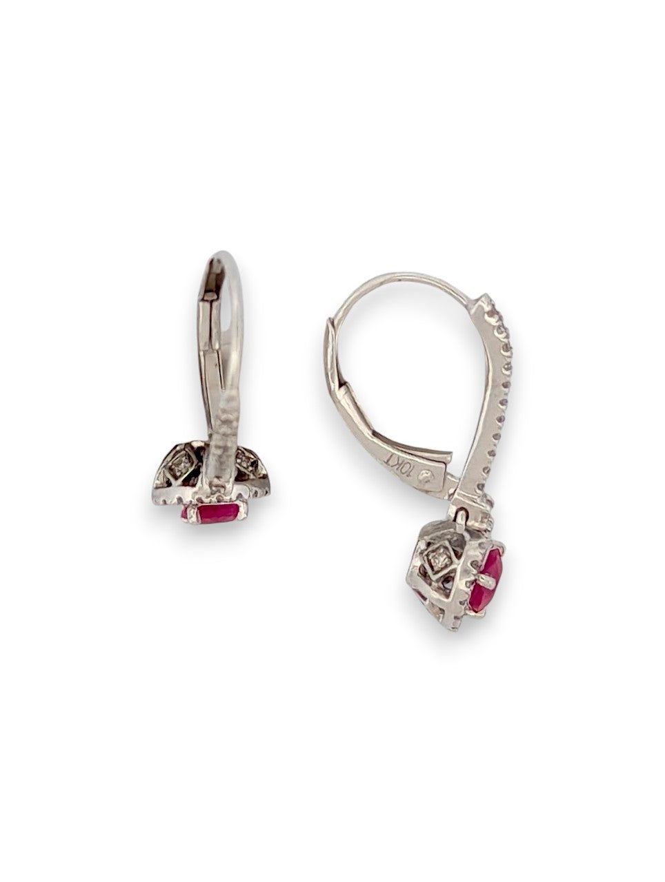 Clarissa | 10K White Gold | Ruby and Natural Diamond | Earrings