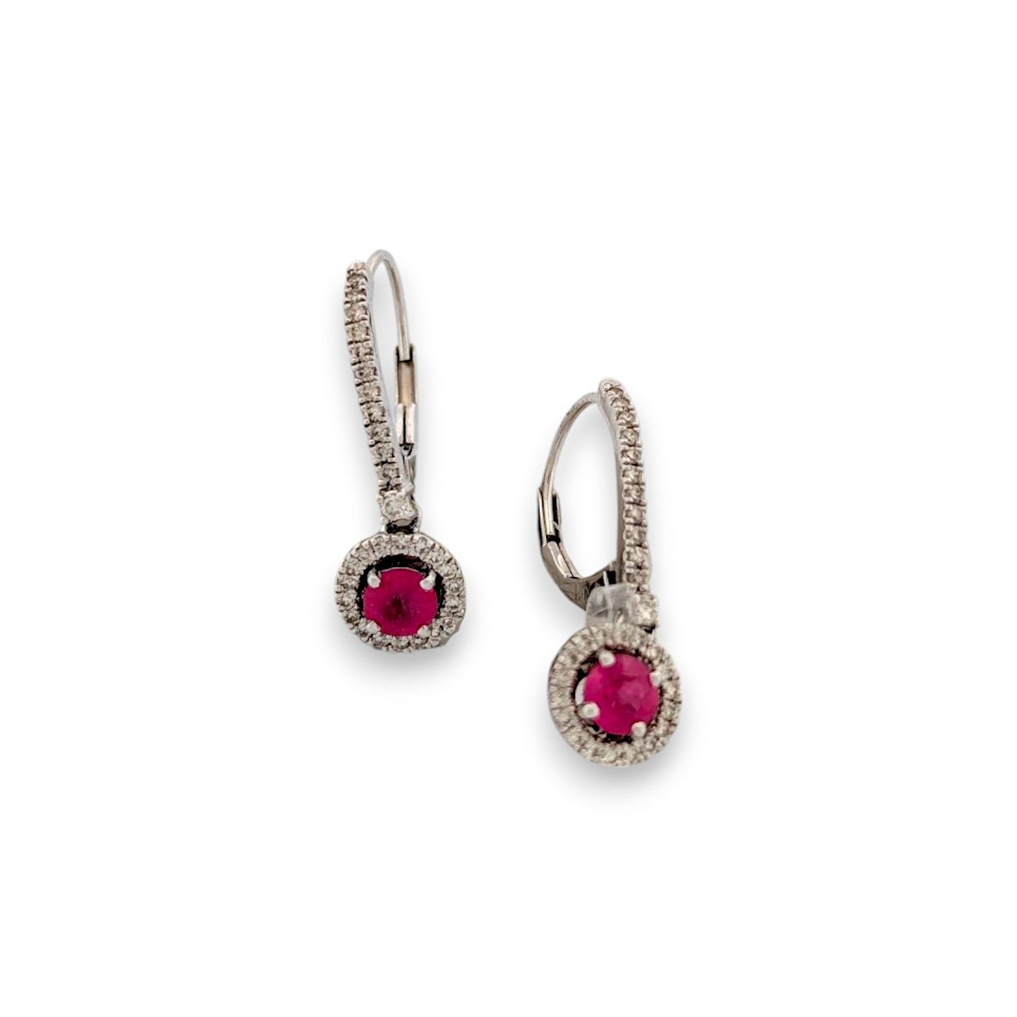 Clarissa | 10K White Gold | Ruby and Natural Diamond | Earrings