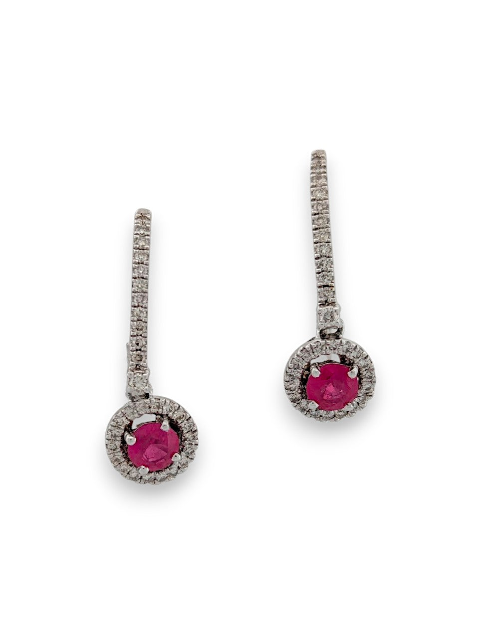 Clarissa | 10K White Gold | Ruby and Natural Diamond | Earrings