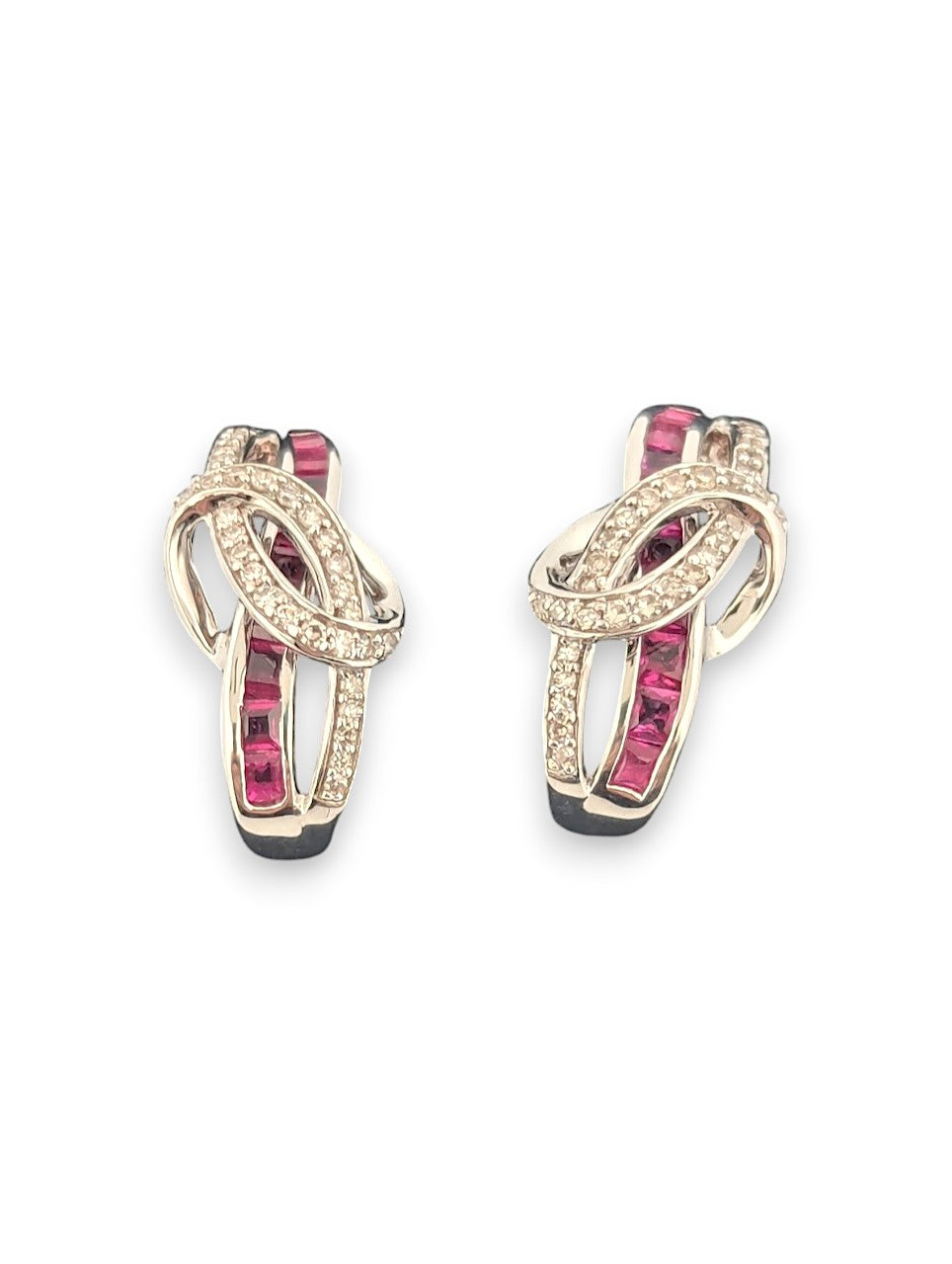 Colette | 14K White Gold | Ruby and Natural Diamond | Earrings