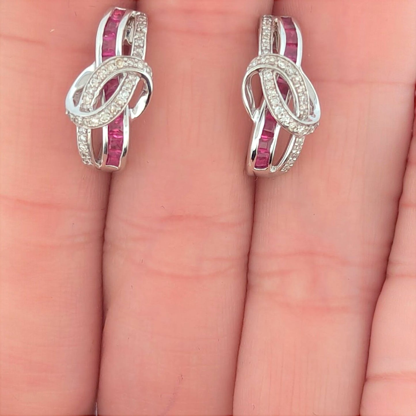 Colette | 14K White Gold | Ruby and Natural Diamond | Earrings