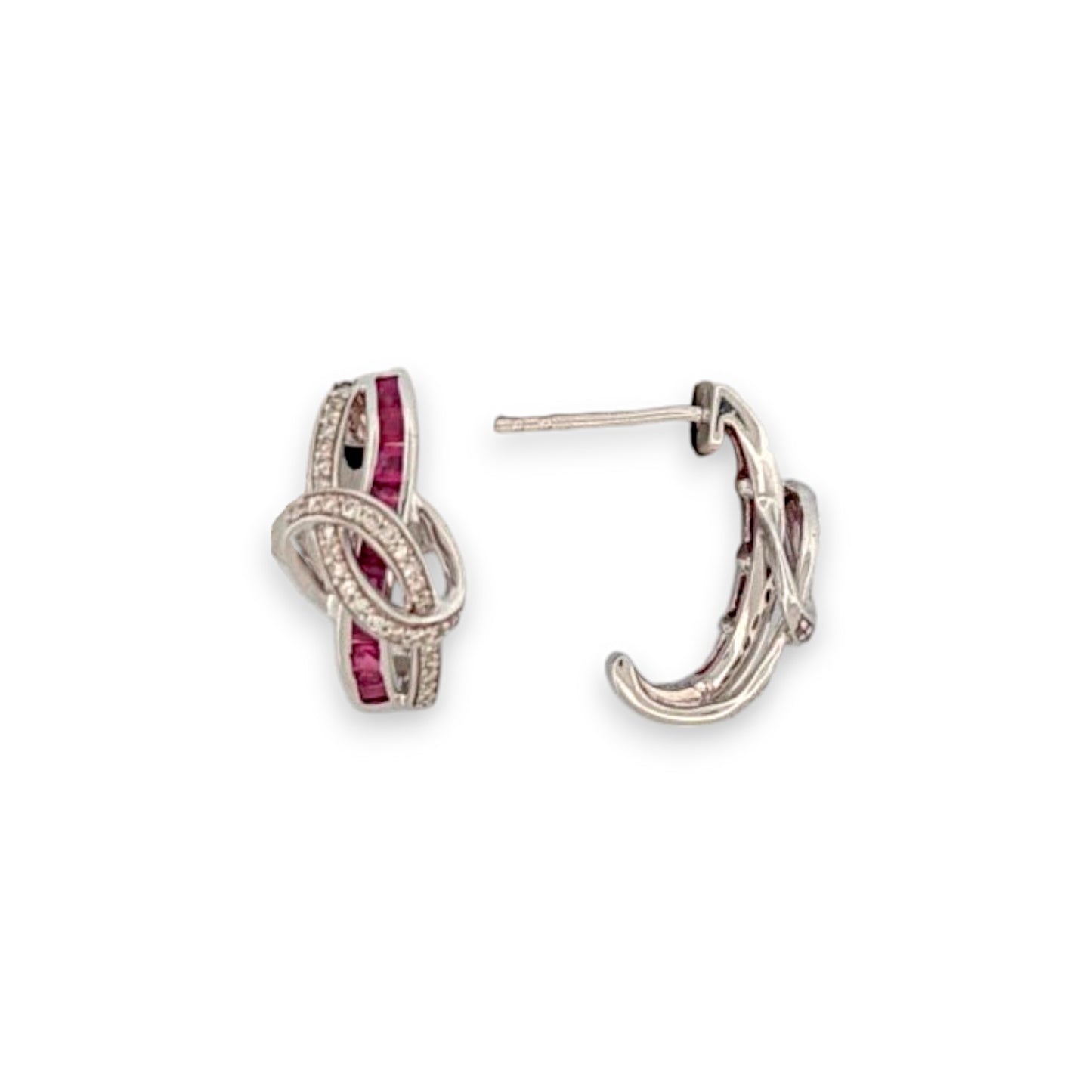 Colette | 14K White Gold | Ruby and Natural Diamond | Earrings