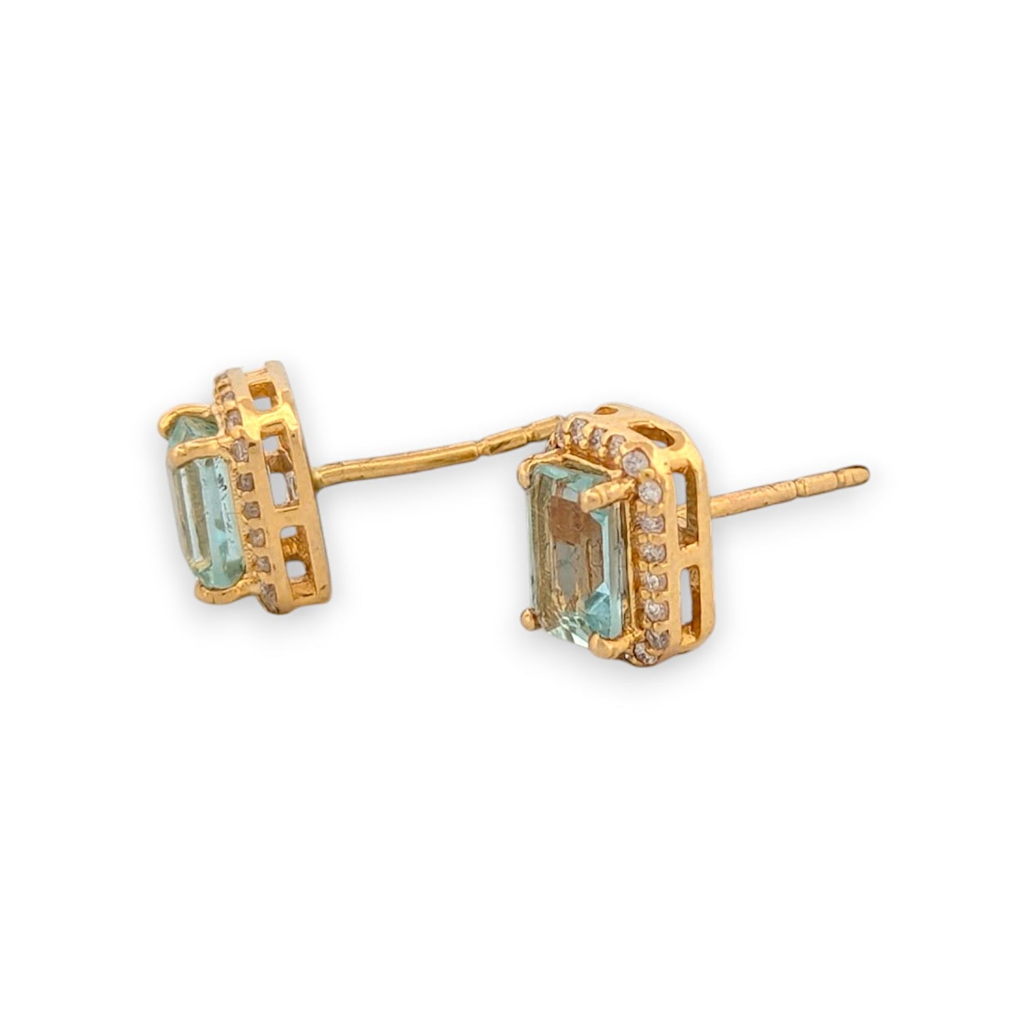 Koa | 14k Yellow Gold | Aquamarine and Natural Diamond | Earrings