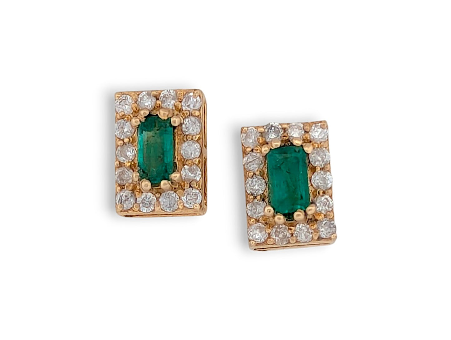 Autumn | 14K Yellow Gold | Emerald and Natural Diamond | Earrings