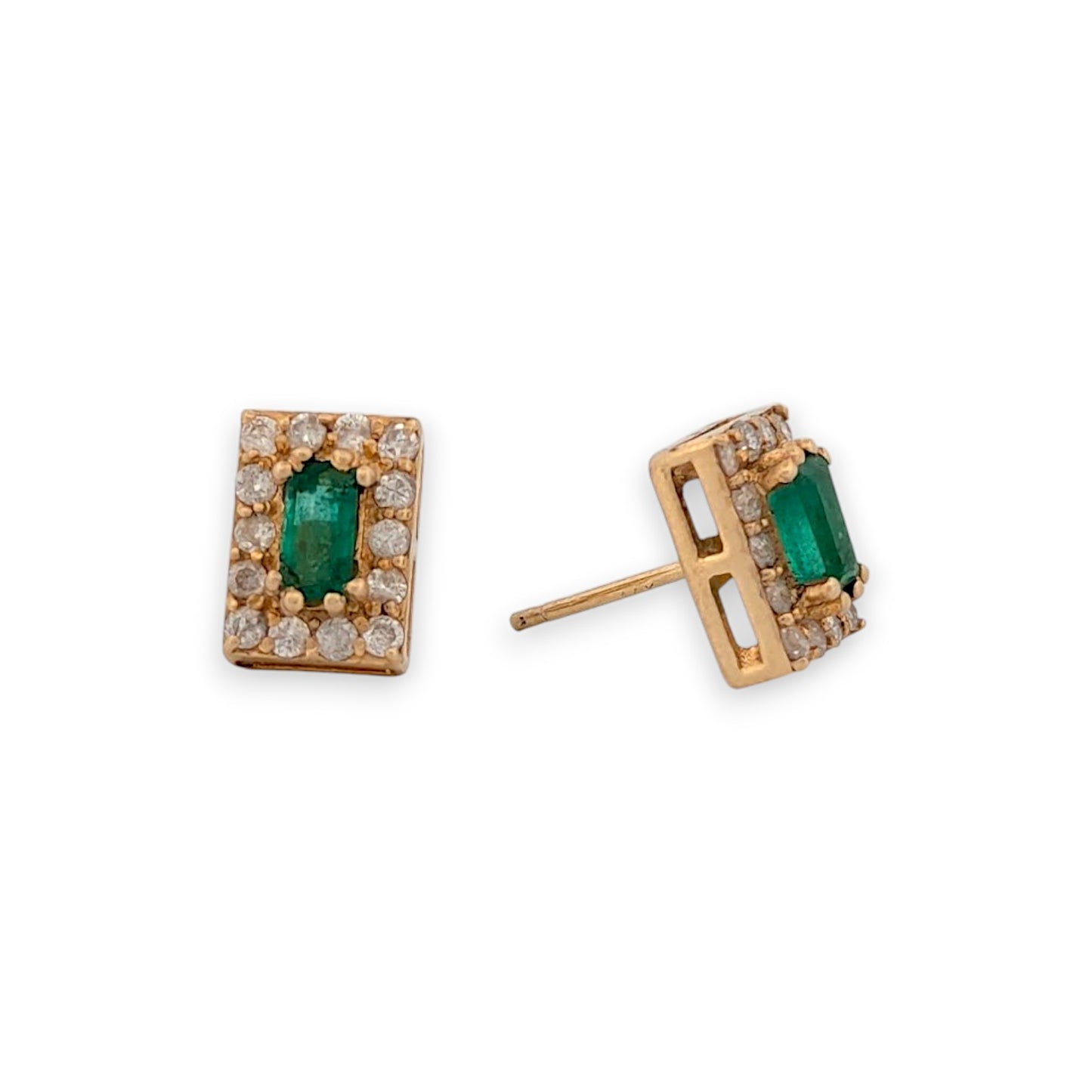 Autumn | 14K Yellow Gold | Emerald and Natural Diamond | Earrings